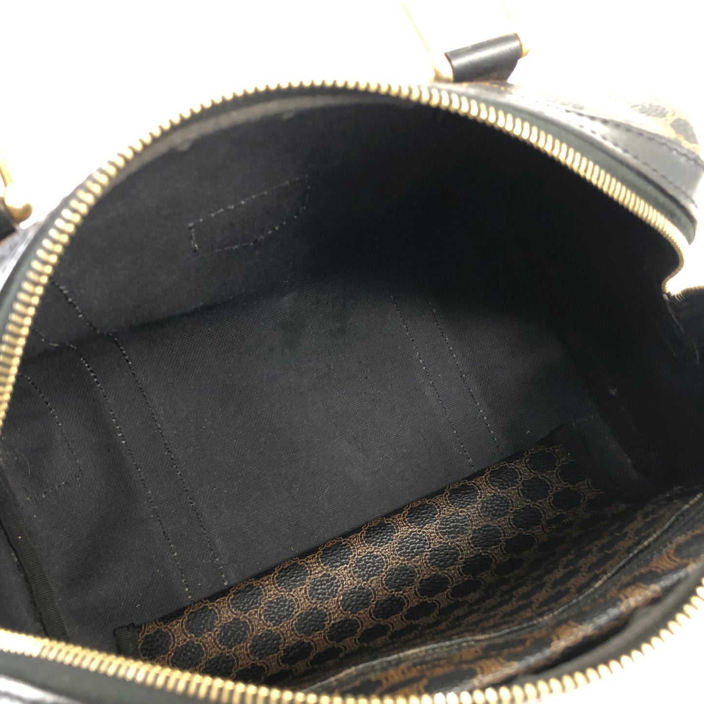 CELINE Macadam Blason Two-way Handbag Shoulder bag Boston bag Black Vintage kx4b84