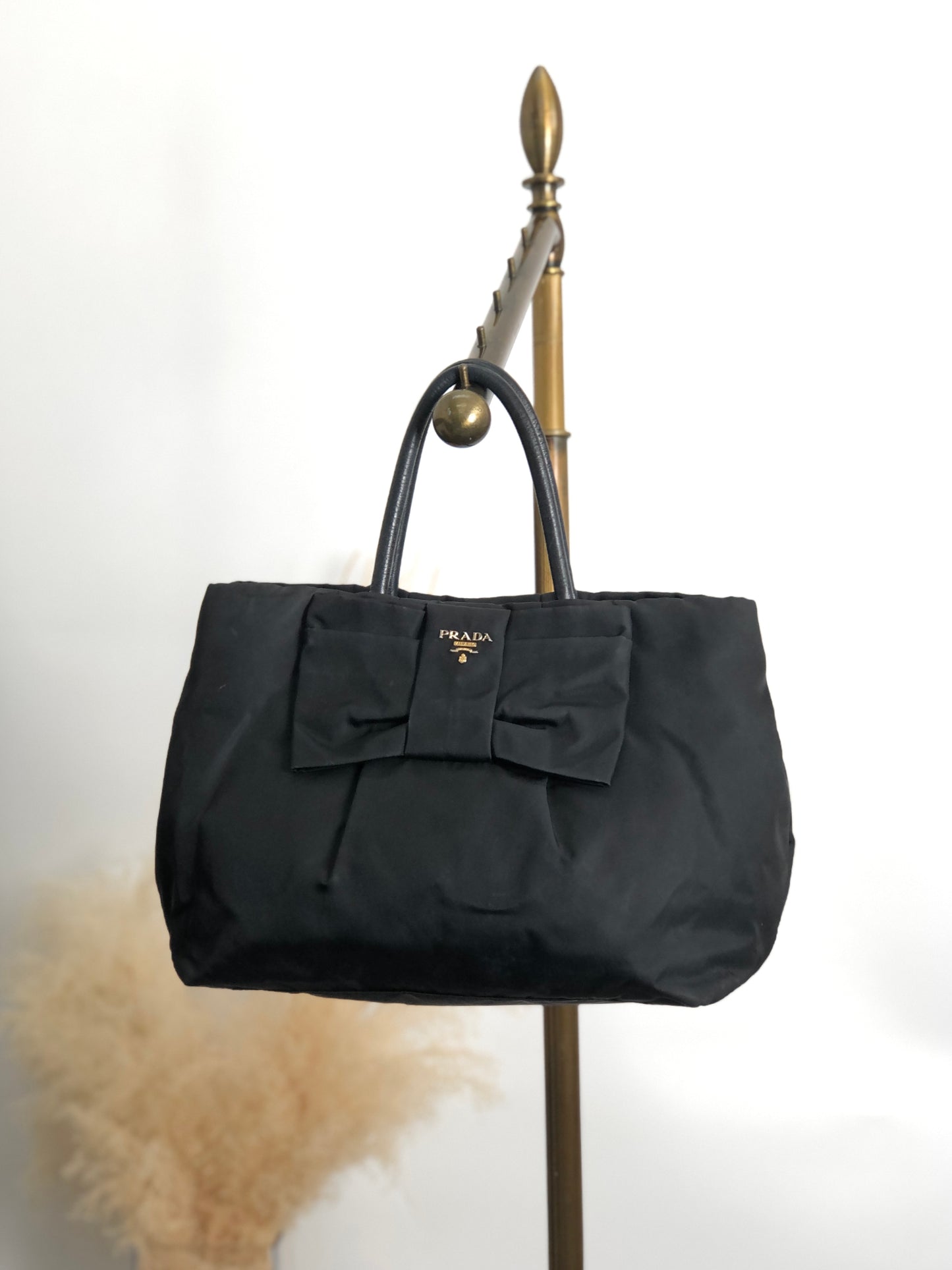 PRADA Logo Handbag Black Vintage embxsx