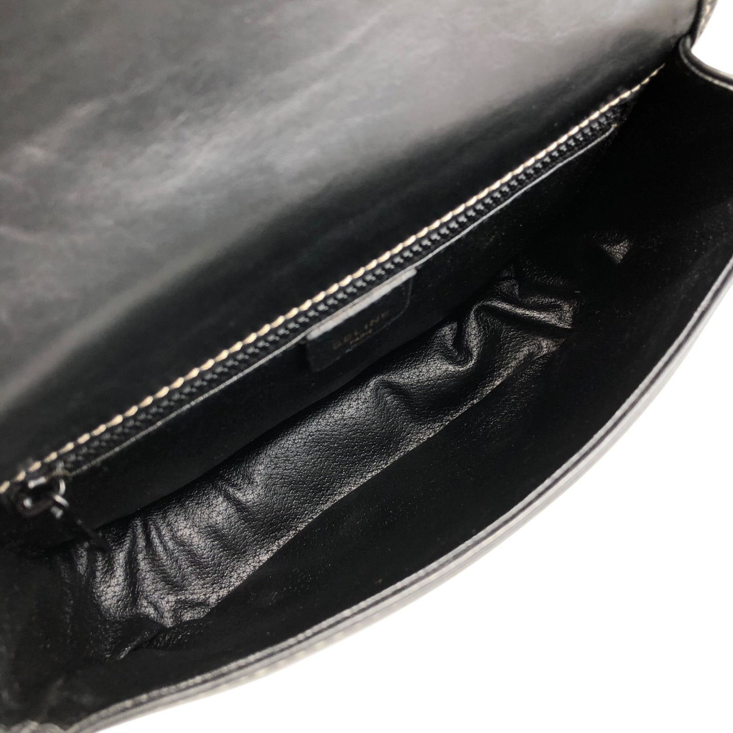 CELINE Belt Buckle Stitch Shoulder bag Black Vintage 8d2v6y