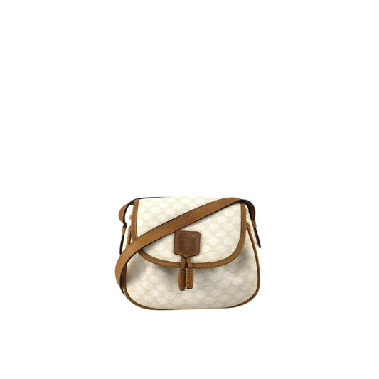 CELINE Macadam Blason Tassel Shoulder bag White Vintage esf7xf