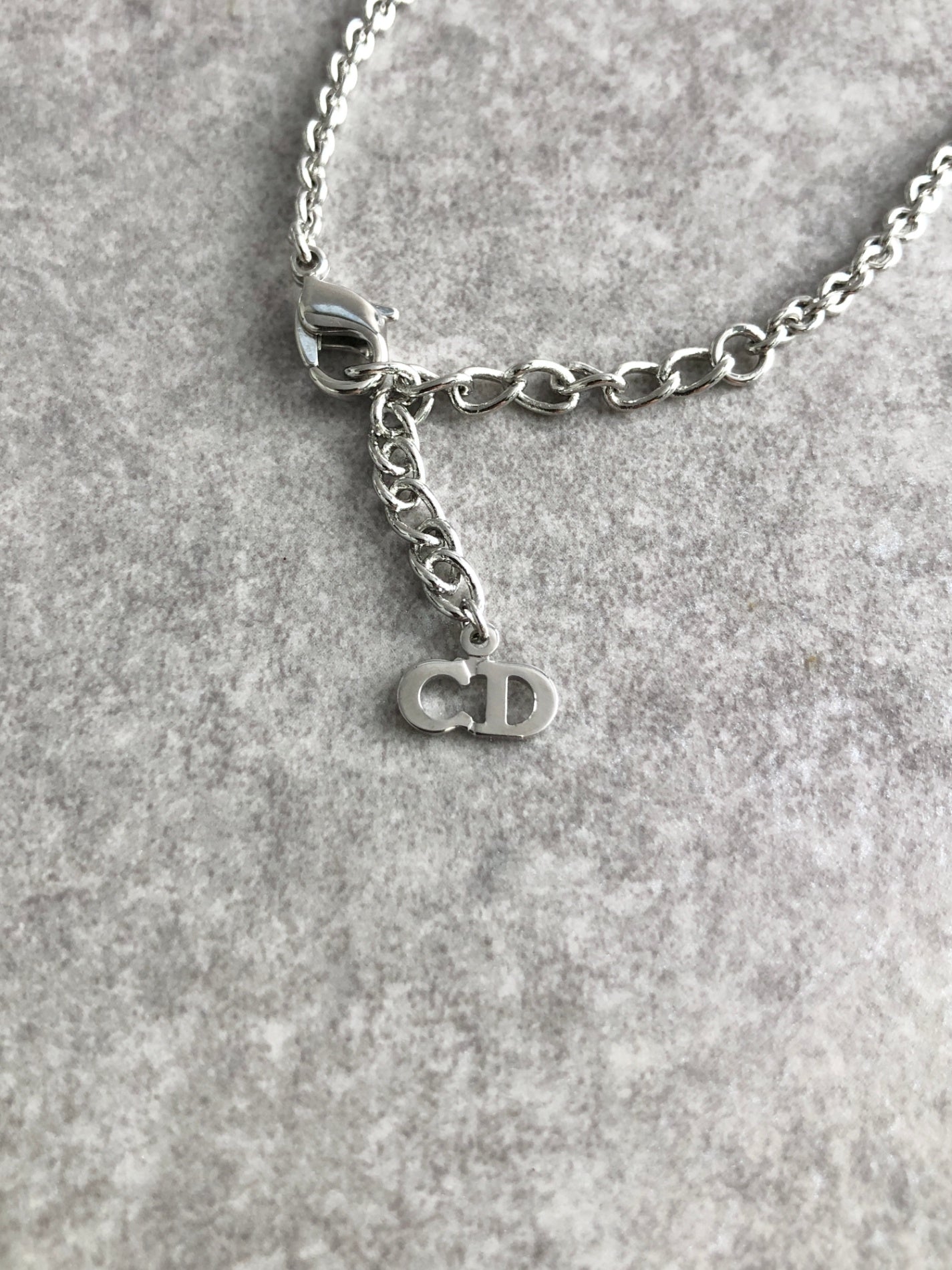 Christian Dior Logo Motif Necklace Silver Vintage t8f4zg
