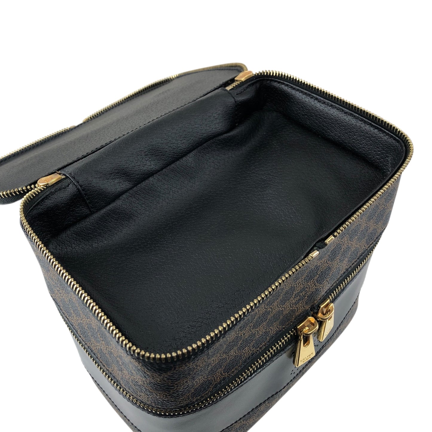 CELINE Macadam Triomphe Handbag Vanity bag Black Vintage utd2i7