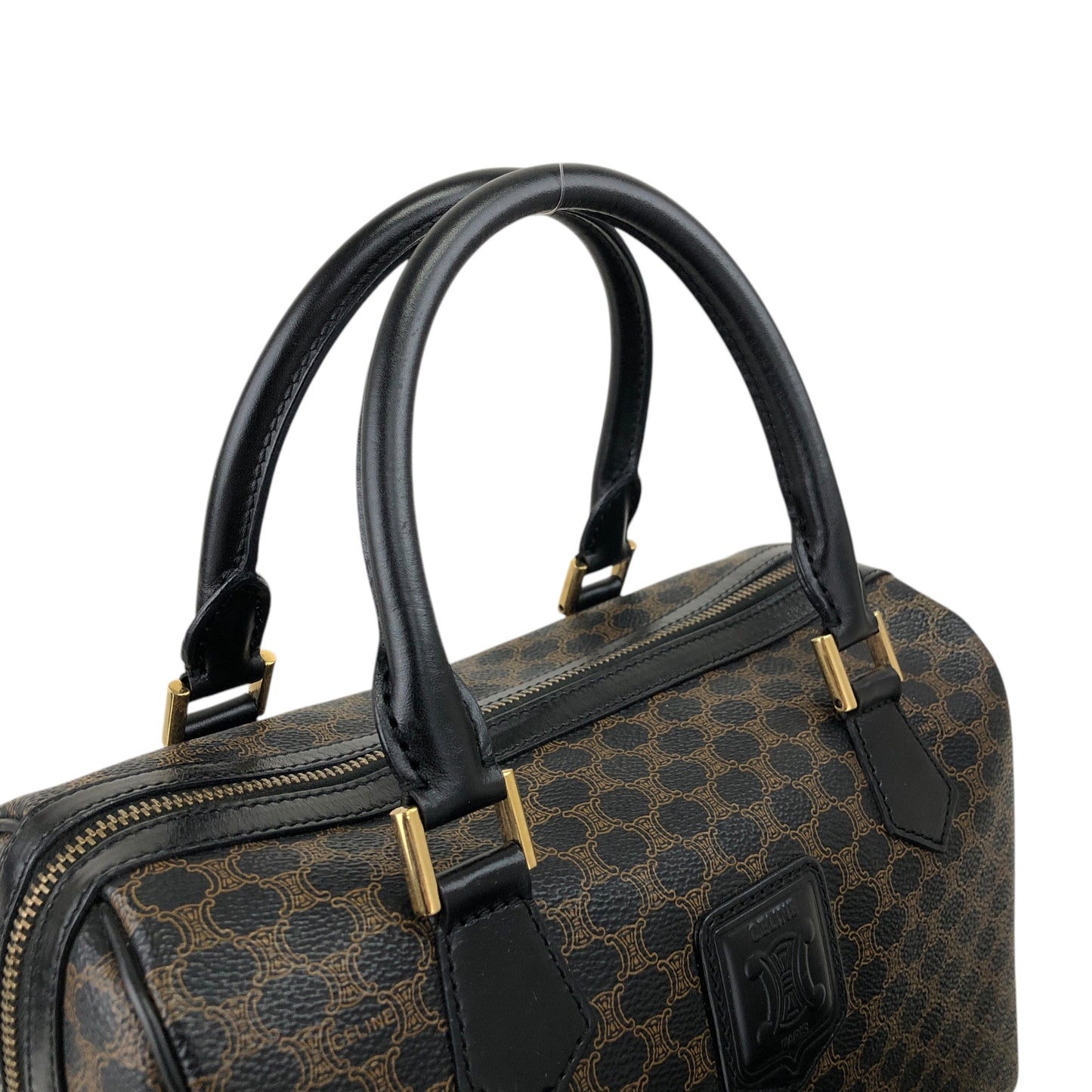 CELINE Macadam Blason Two-way Small Boston bag Shoulder bag Black Vintage wuxab4
