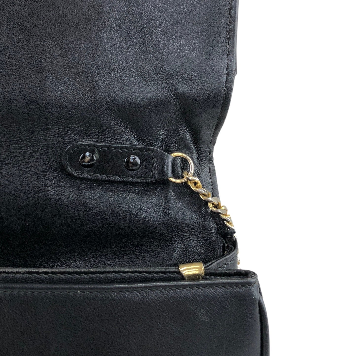 CELINE Blason Chain Shoulder bag Black Vintage jxnmfi