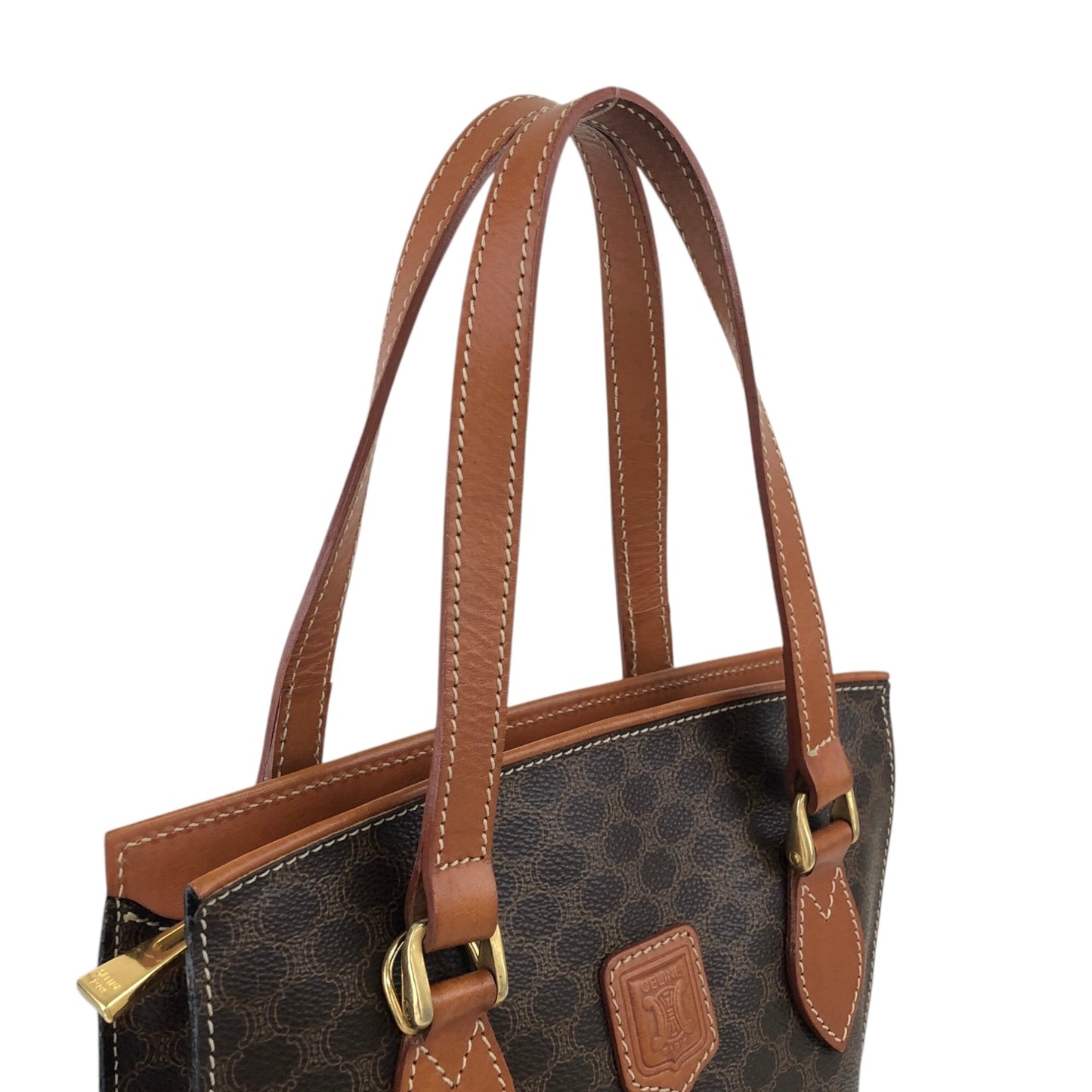 CELINE Macadam Blason Handbag Brown Vintage 5s22vy