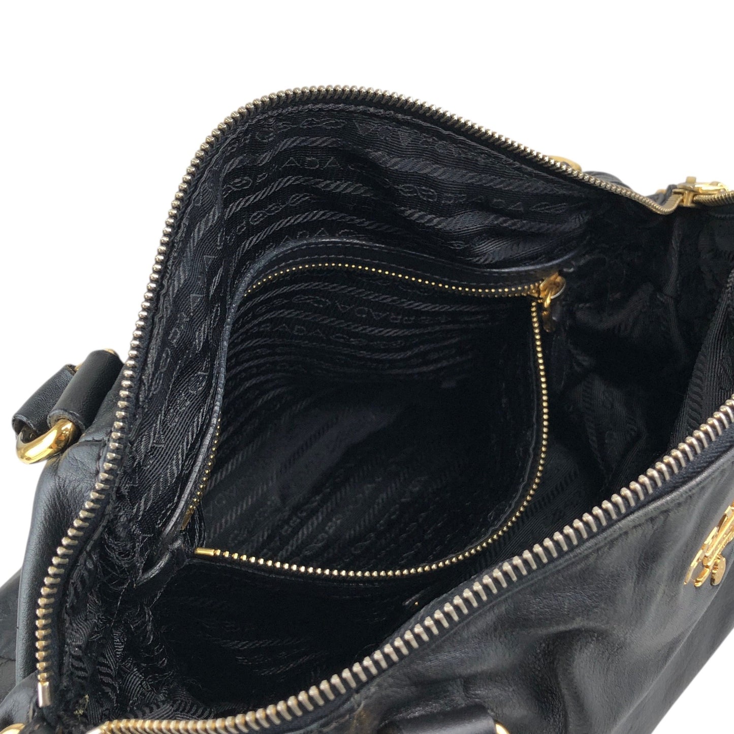 PRADA Logo Two-way Handbag Shoulder bag Black Vintage ashbj6