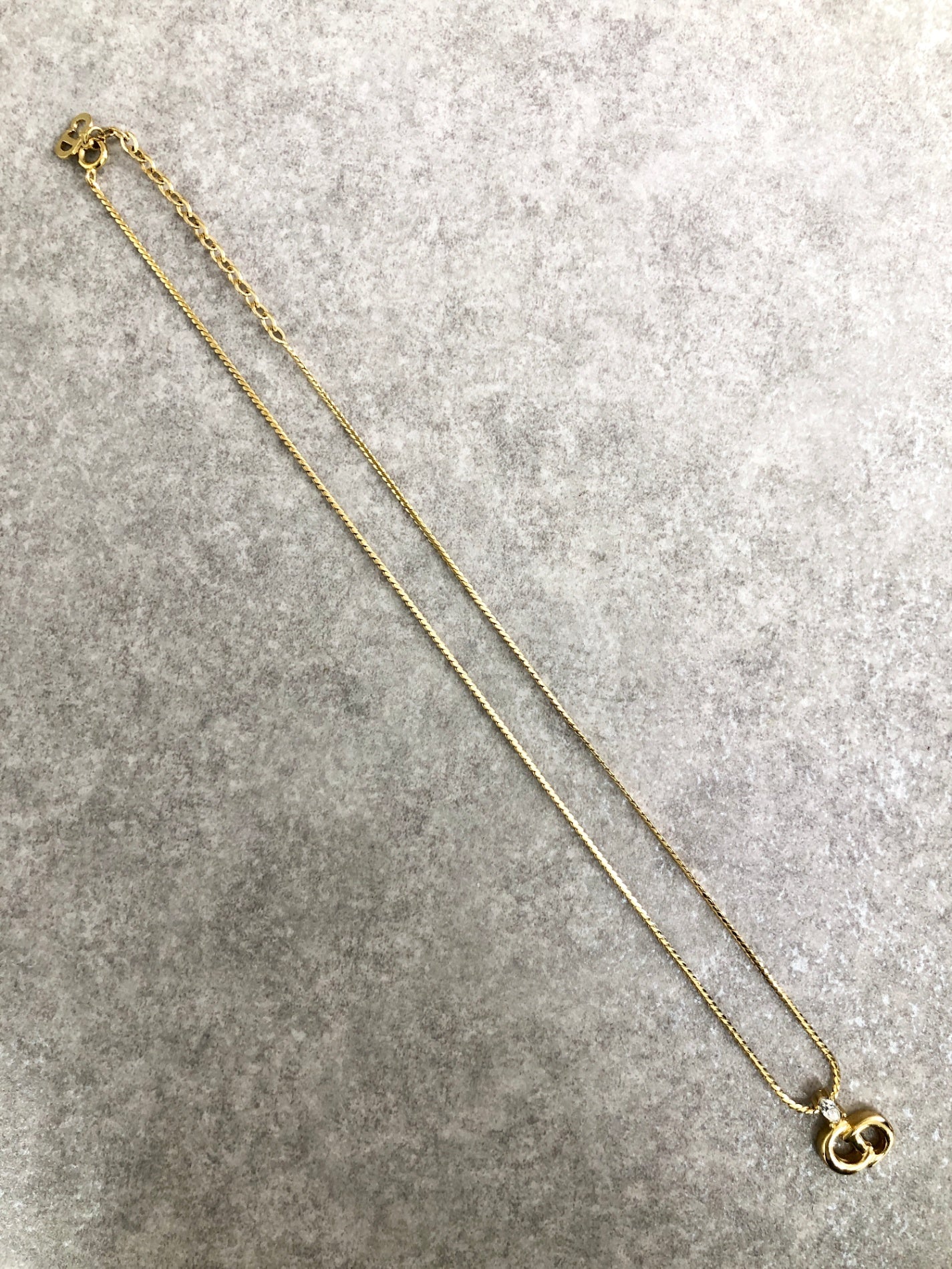 Christian Dior CD Logo Necklace Gold Vintage npfgyd