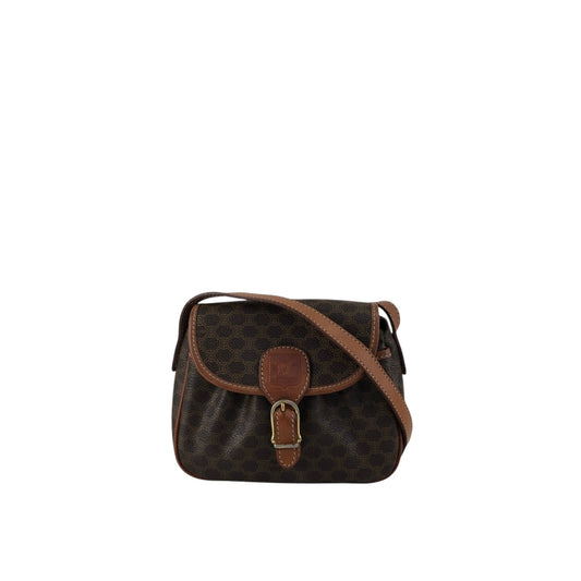 CELINE Macadam Front Buckle Shoulder bag Brown Vintage hkdpre