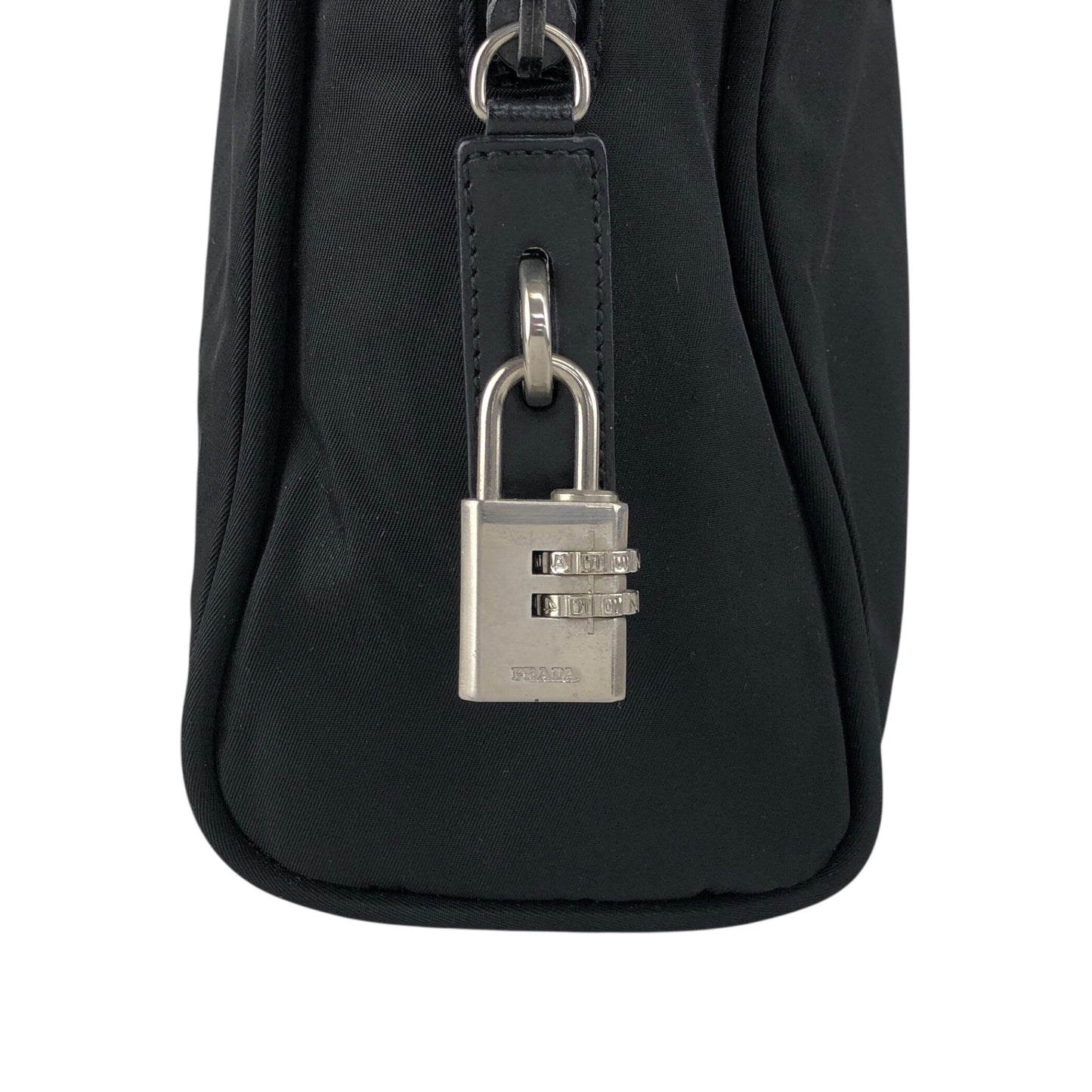 PRADA Tessuto Triangle Logo Handbag Black Vintage 47smar