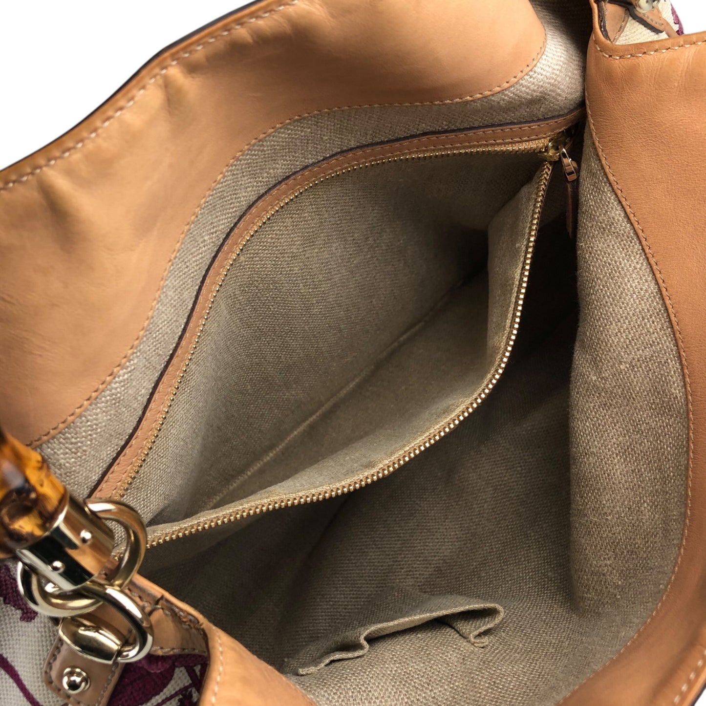 GUCCI Bamboo Two-way Handbag Shoulder bag White Vintage 4thvhr