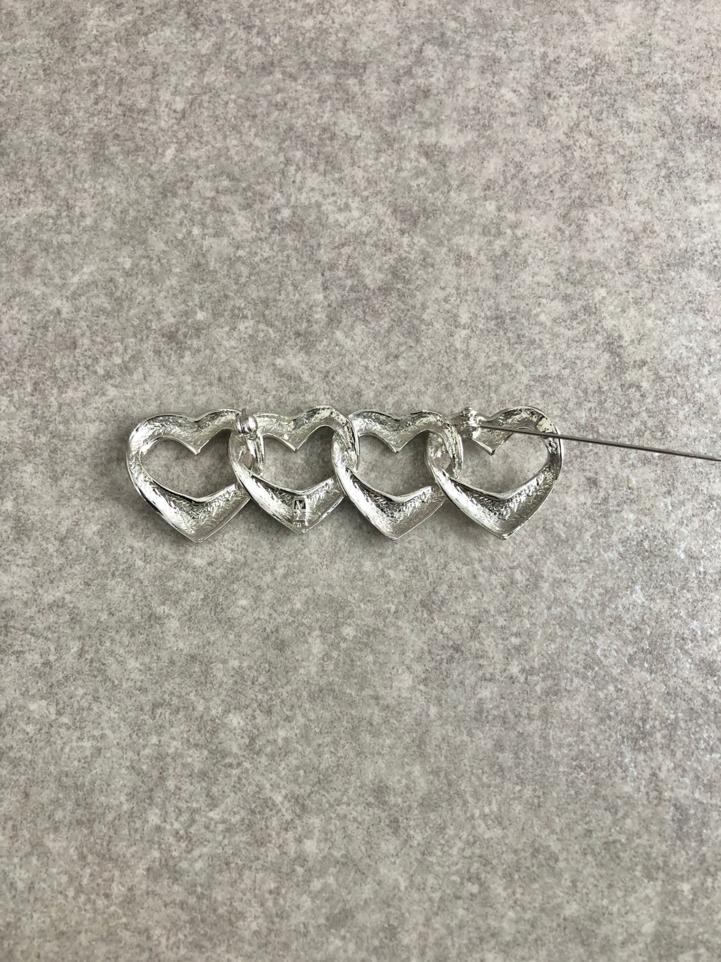 Yves Saint Laurent Heart Motif Brooch Silver Vintage xau2xt
