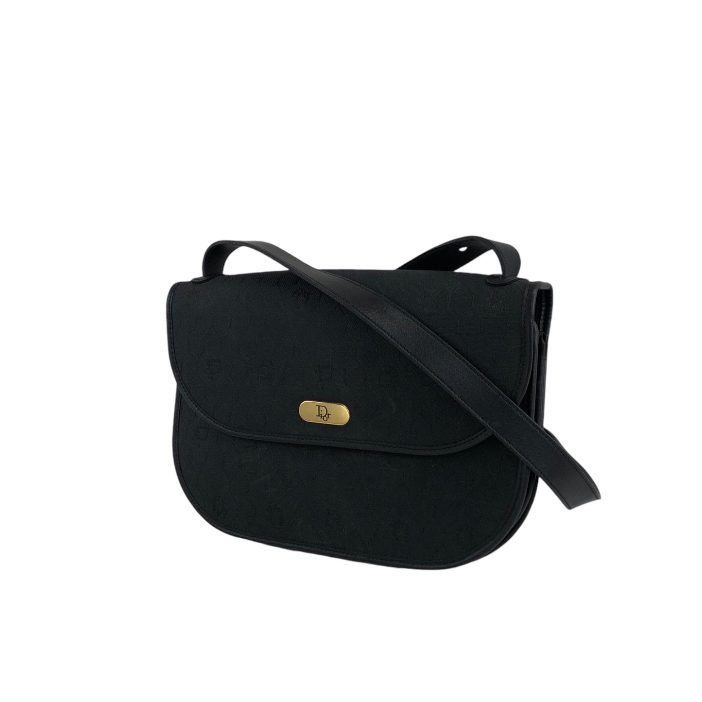 Christian Dior Honeycomb Pattern Logo Shoulder bag Black Vintage 5dub73
