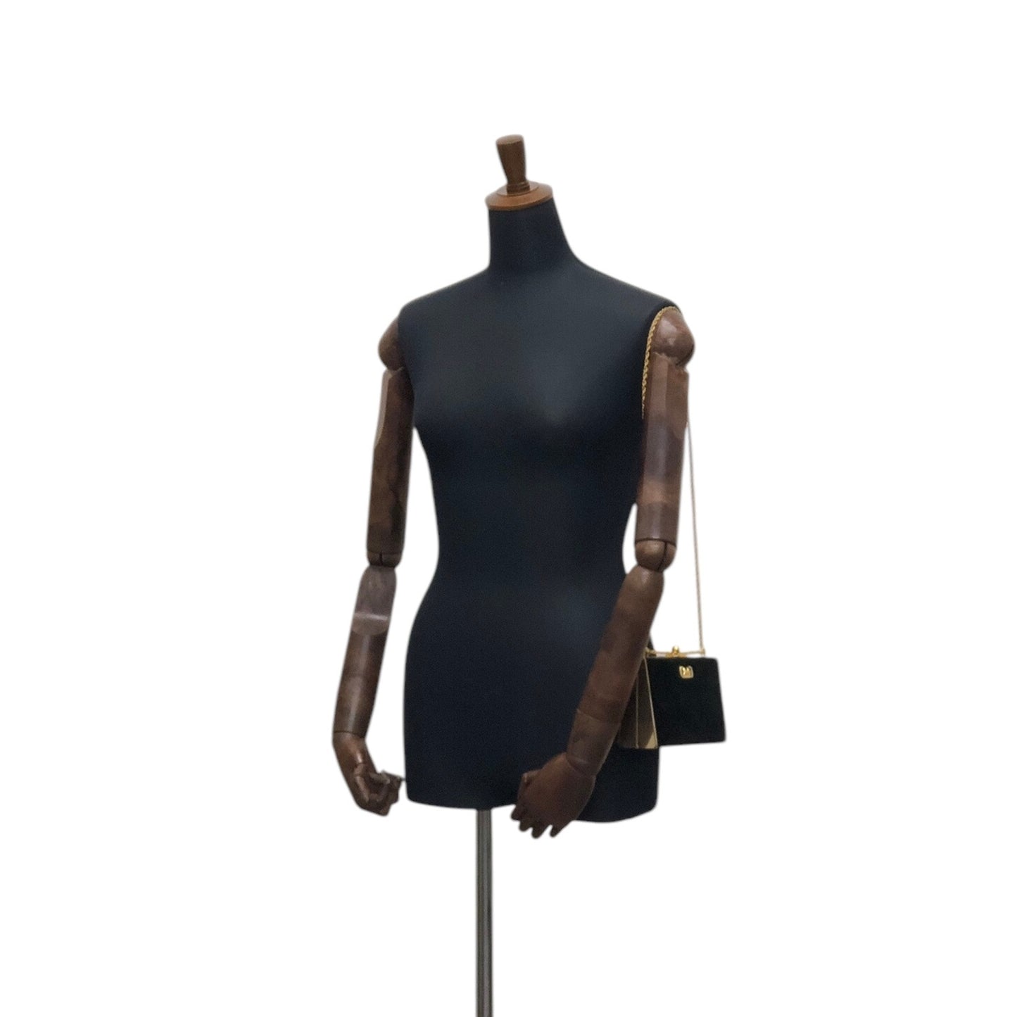 CELINE Horse Carriage Chain Shoulder bag Hobobag Black Vintage a875h8