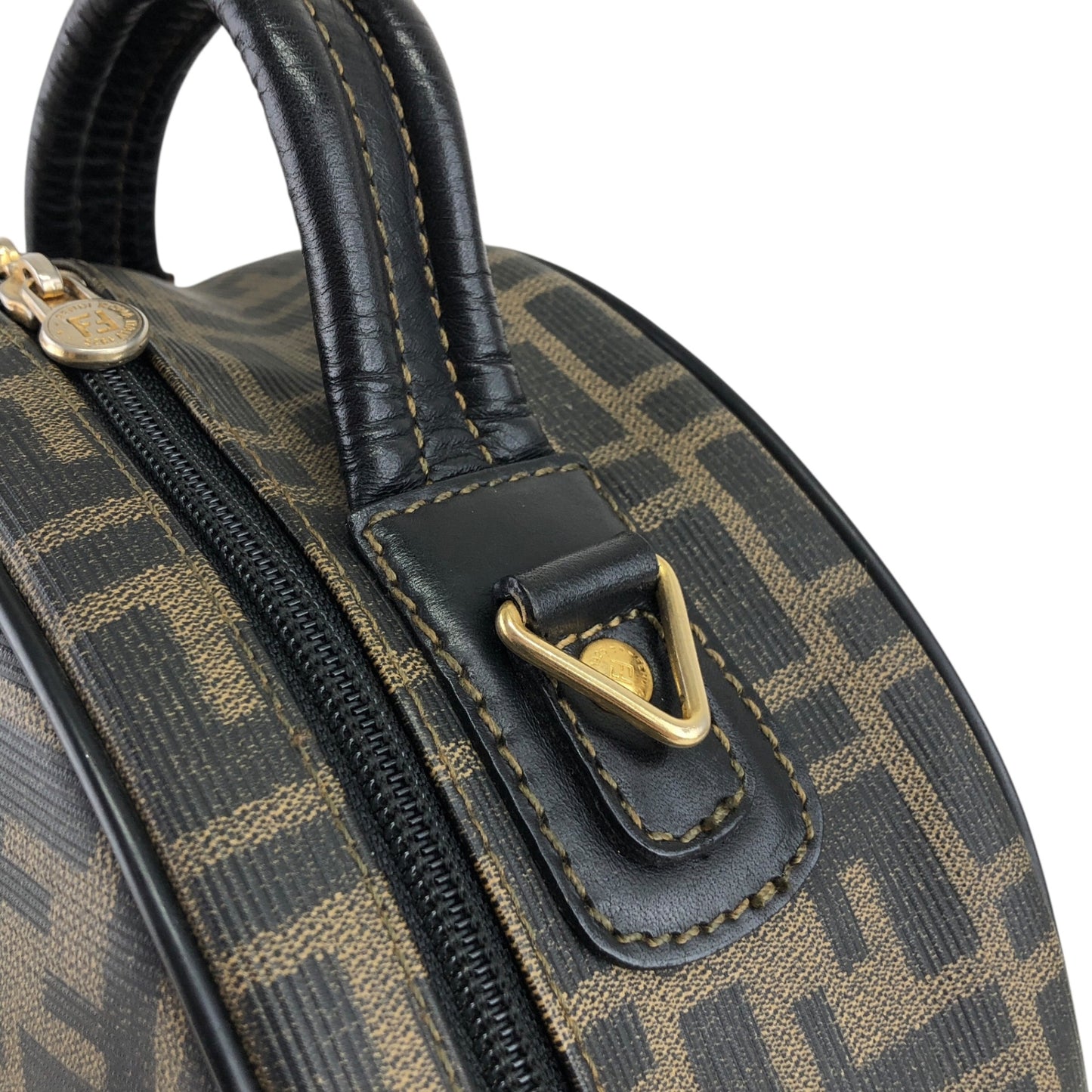 FENDI Zucca Two-way Handbag Shoulder bag Black Vintage 77gy33
