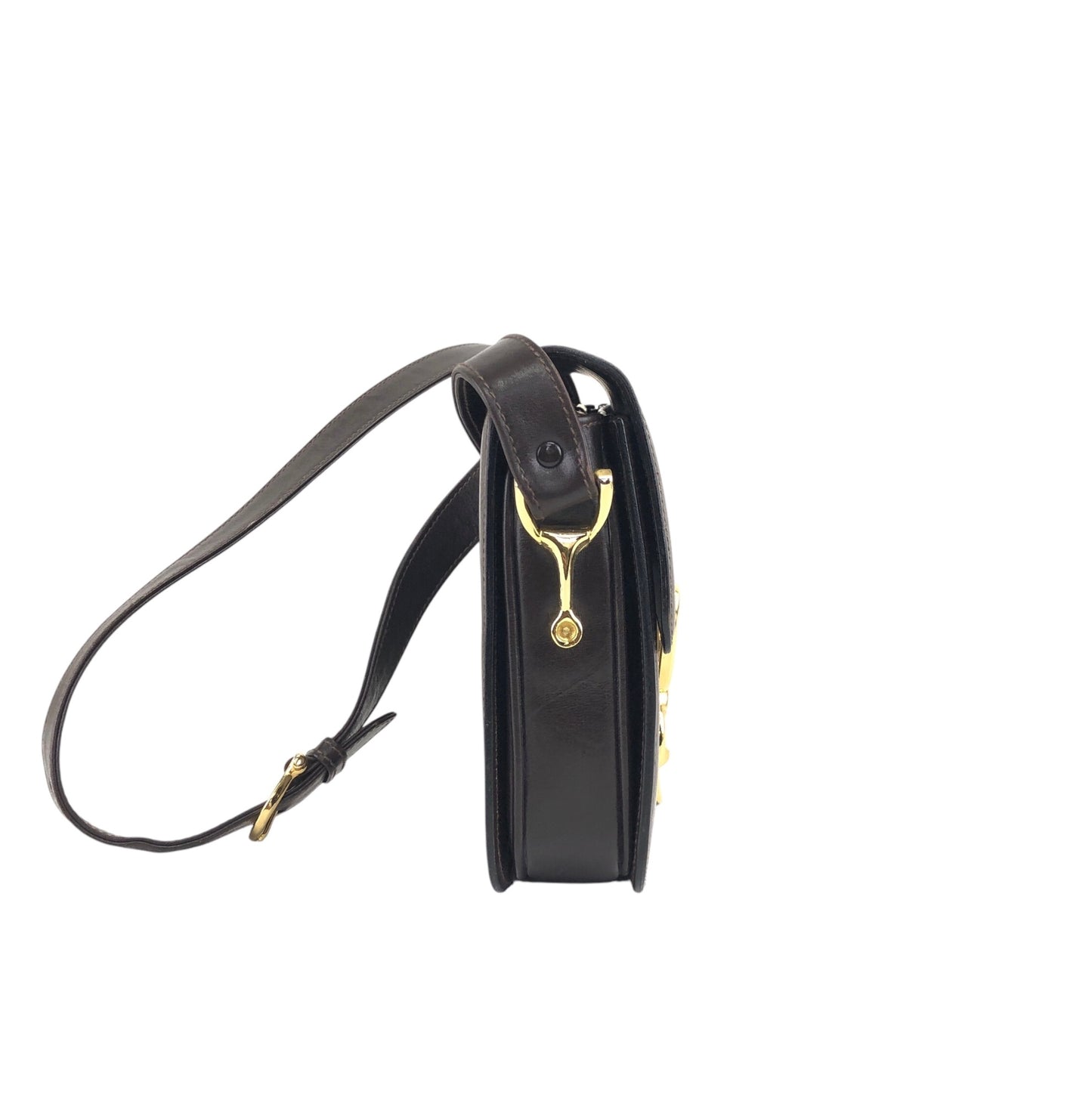 CELINE Horse Carriage Front Buckle Shoulder bag Brown Vintage mbdia8