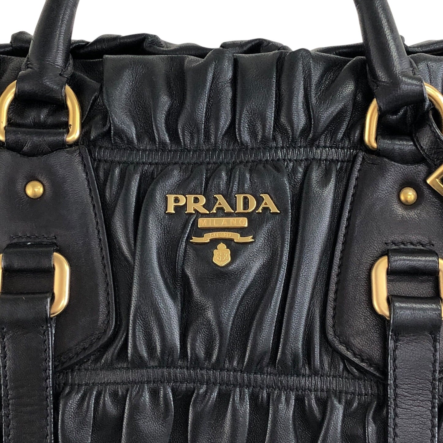 PRADA Logo Two-way Handbag Shoulder bag Black Vintage u8sukf