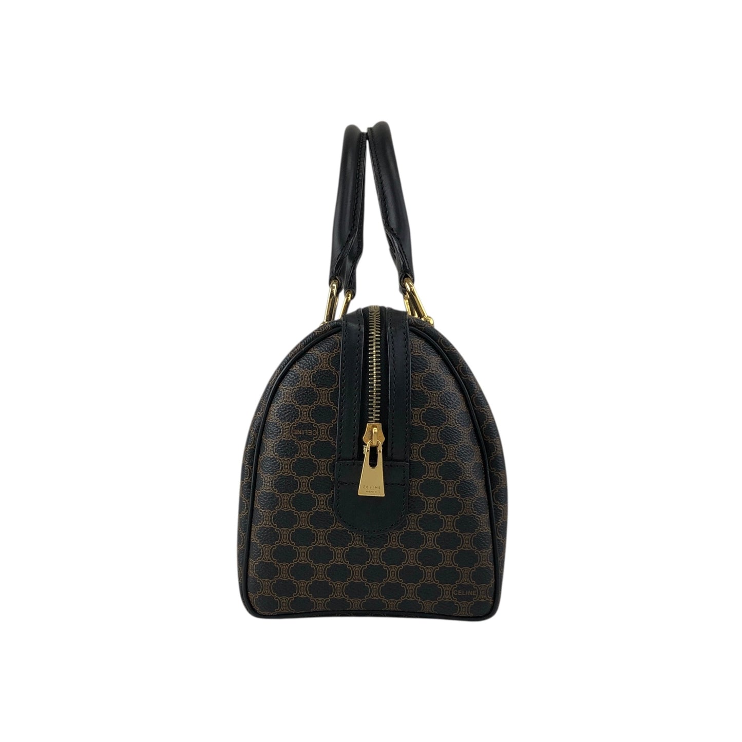 CELINE Macadam Blason Two-way Small Boston bag Shoulder bag Black Vintage 2urwut