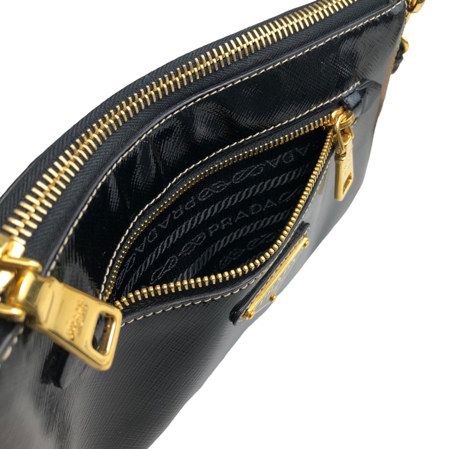 PRADA Triangle Logo Two-way Small Handbag Shoulder bag Black Vintage 4ndzyf