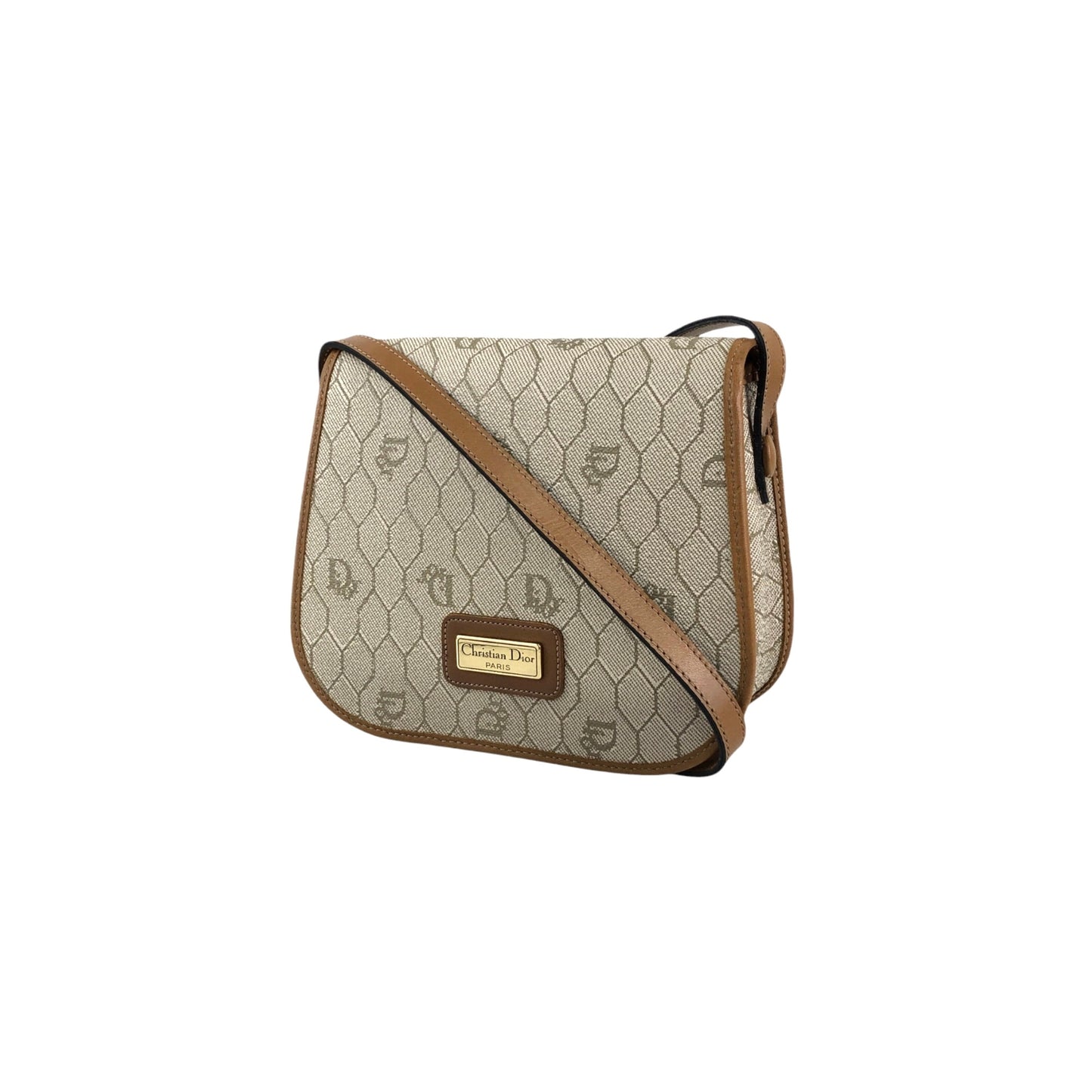 Christian Dior Honeycomb Pattern Small Shoulder bag Beige Vintage tumbw8