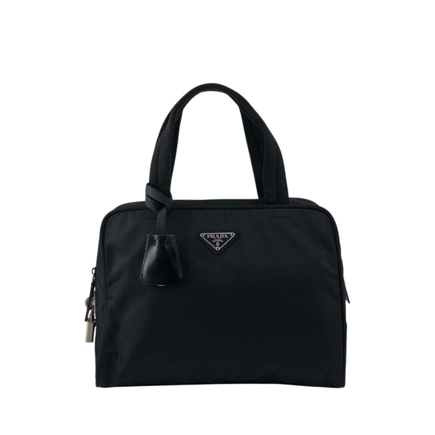 PRADA Tessuto Triangle Logo Handbag Black Vintage 47smar