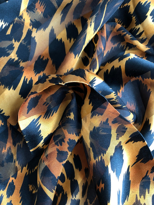 Yves Saint Laurent YSL Logo Silk Scarf Black×Brown Vintage 2ttmtp