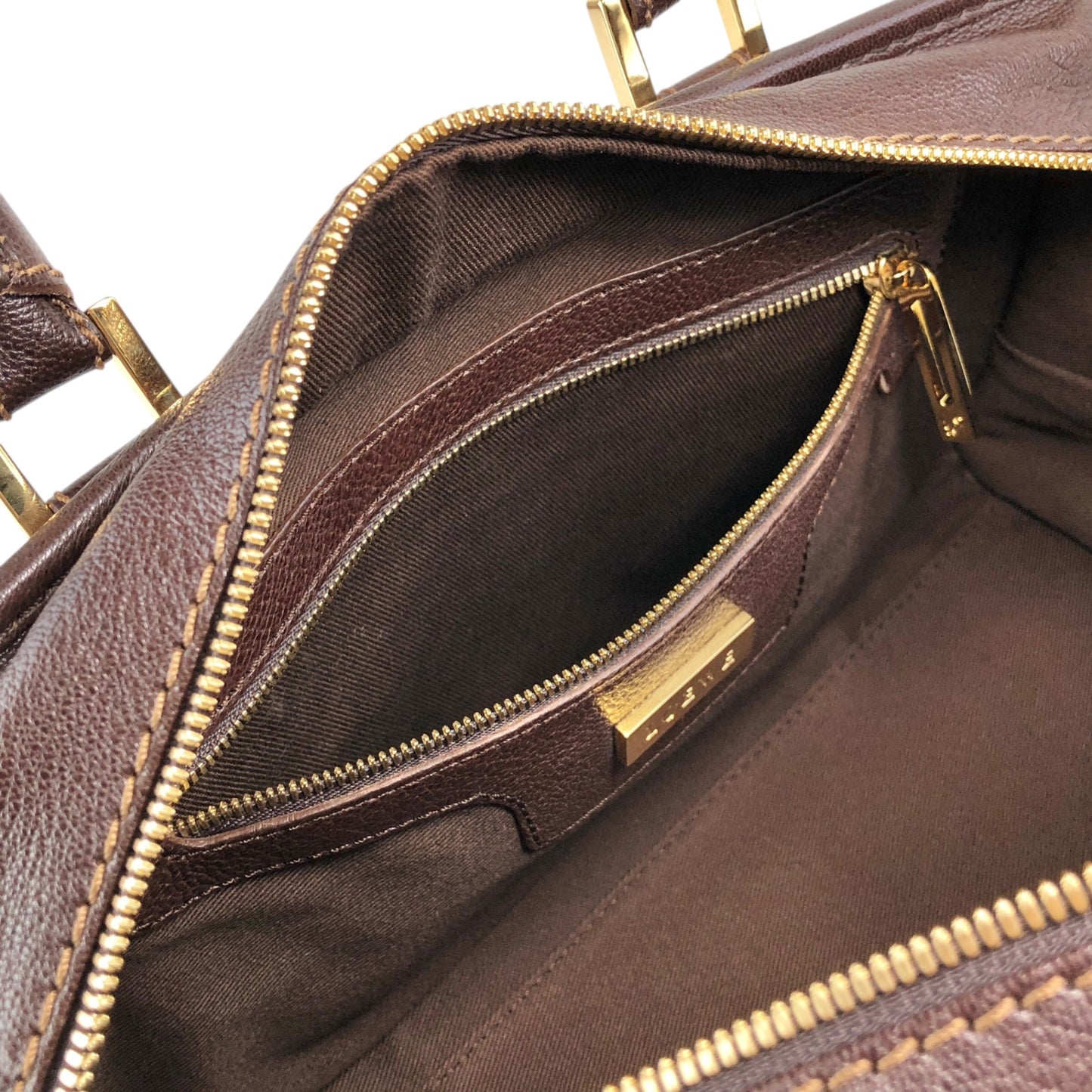 LOEWE Amazona28 Anagram Small Boston bag Handbag Brown Vintage vf56va