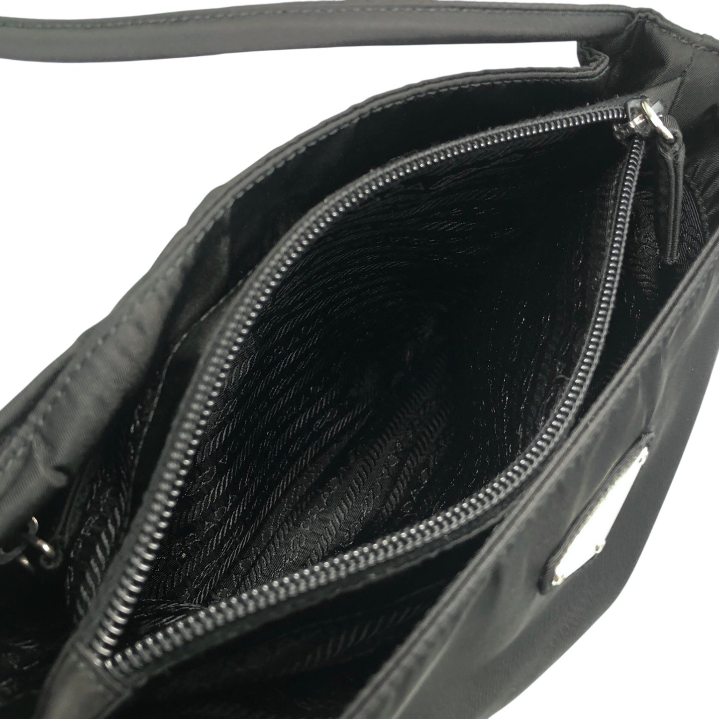 PRADA Triangle Logo Handbag Black Vintage sfzwud
