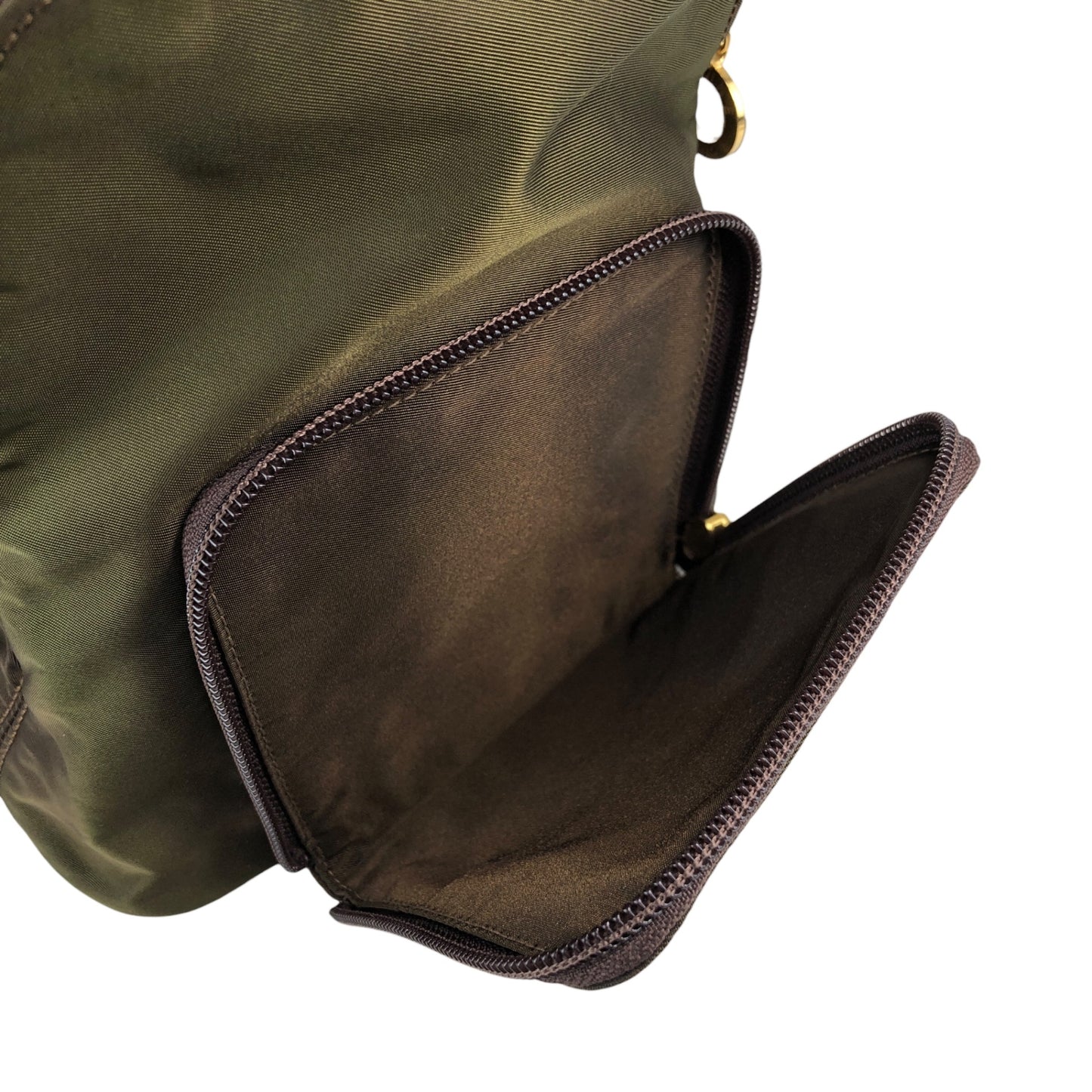 CELINE Circle Logo Backpack Khaki Vintage yubkrm