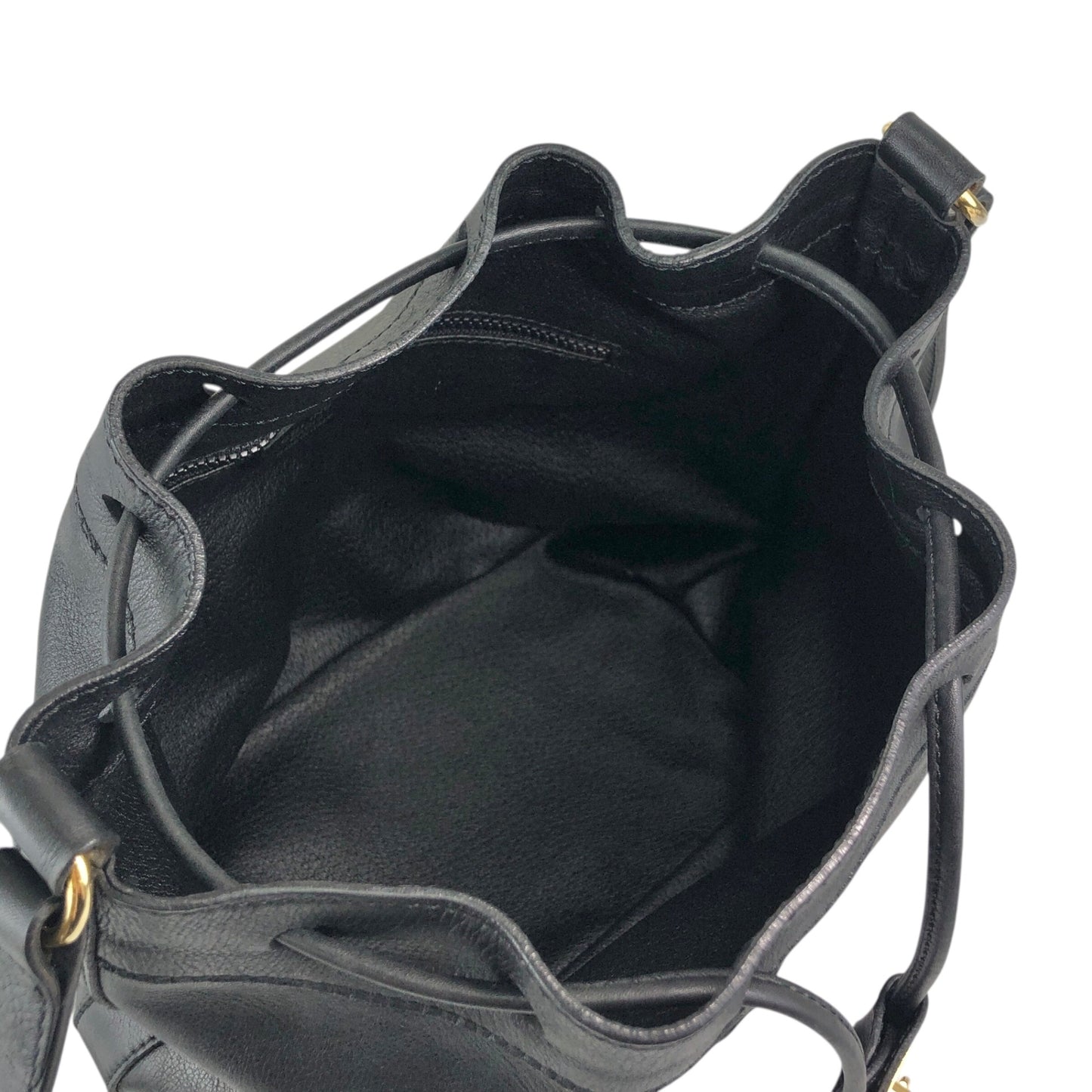 CELINE Blason Gancini Drawstring Shoulder bag Black Vintage 3zj4mf