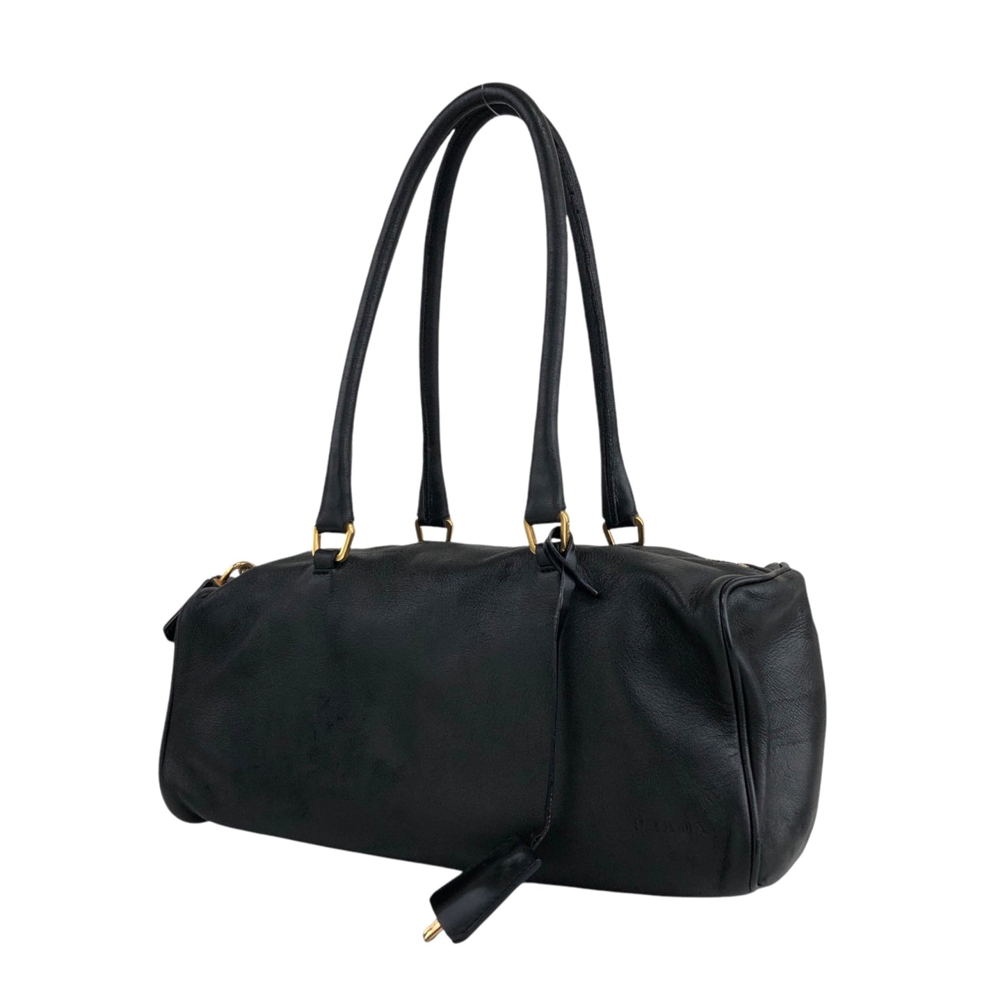 PRADA Padlock Handbag Black Vintage k84sjm