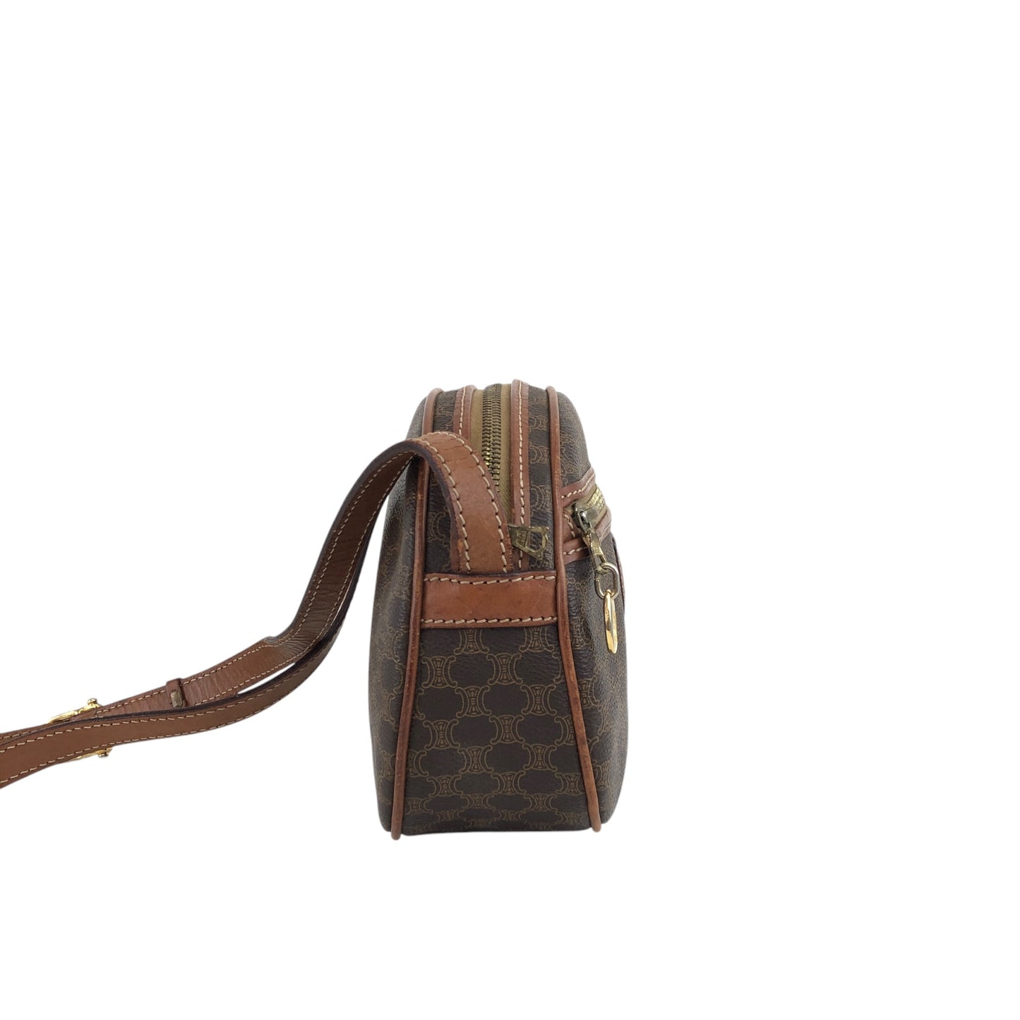 CELINE Macadam Blason Round Shoulder bag Brown Vintage 832m4p