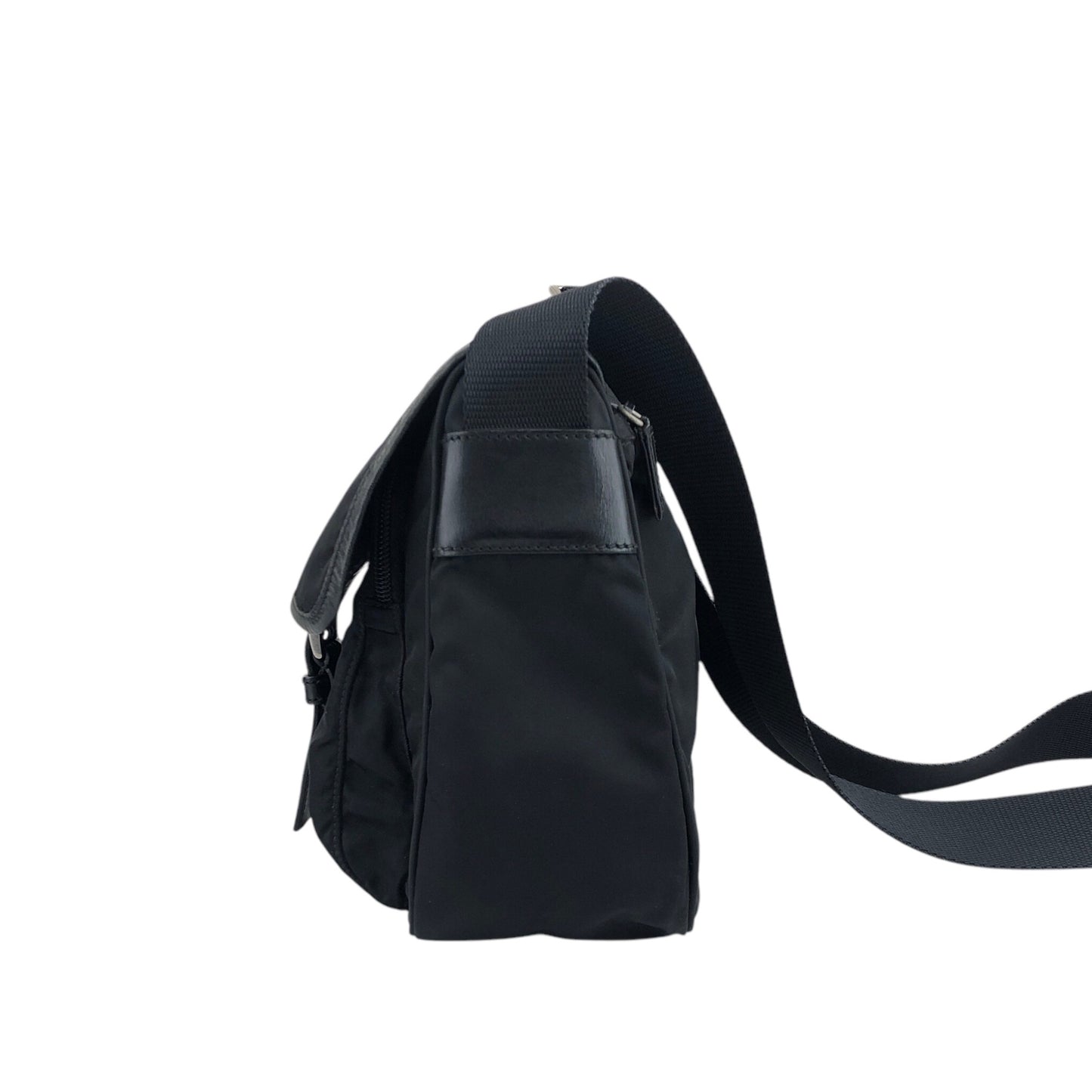 PRADA Triangle Logo Front Buckle Shoulder bag Black Vintage bshy4h