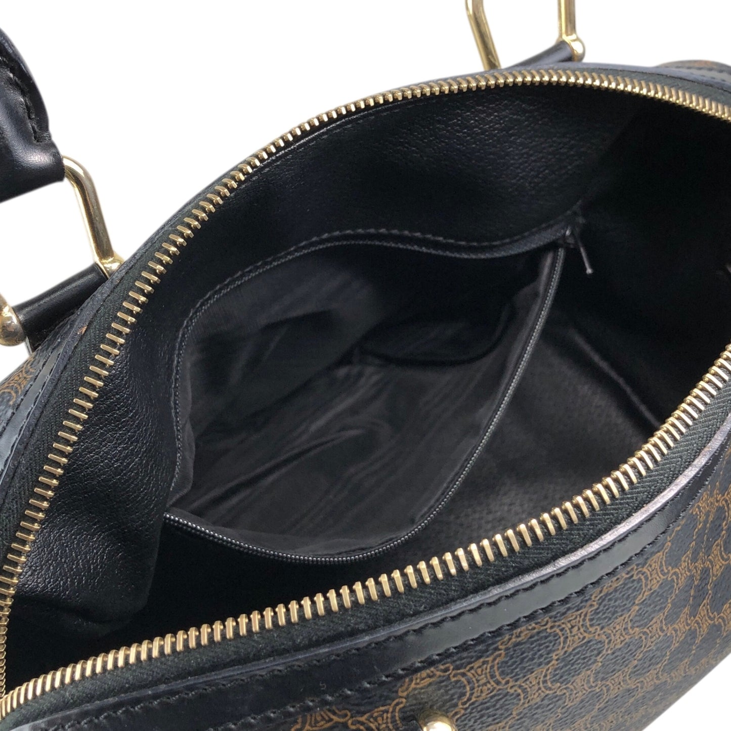 CELINE Macadam Two-way Small Boston bag Shoulder bag Black Vintage 5umhds