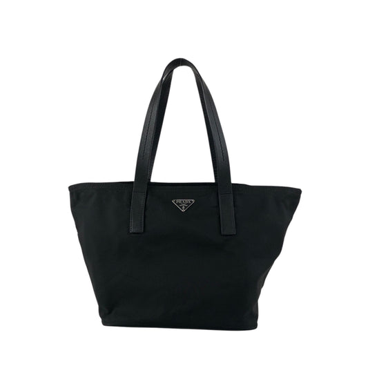 PRADA Tessuto Triangle Logo Handbag Black Vintage 5ujtgr