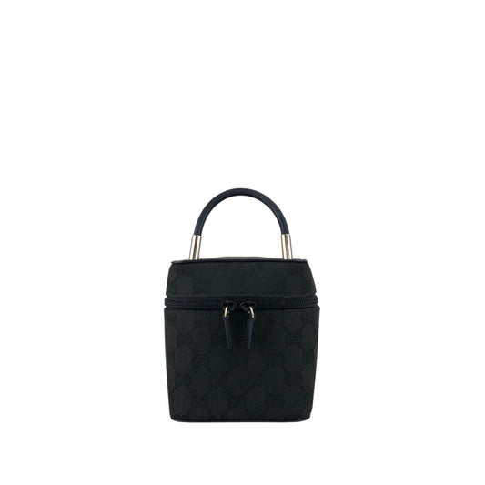 GUCCI GG Canvas Handbag Vanity bag Black Vintage menarj