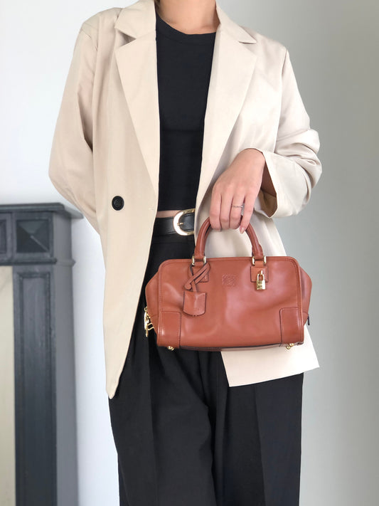 LOEWE Amazona23 Anagram Two-way Small Boston bag Shoulder bag Brown Vintage 3m6b28