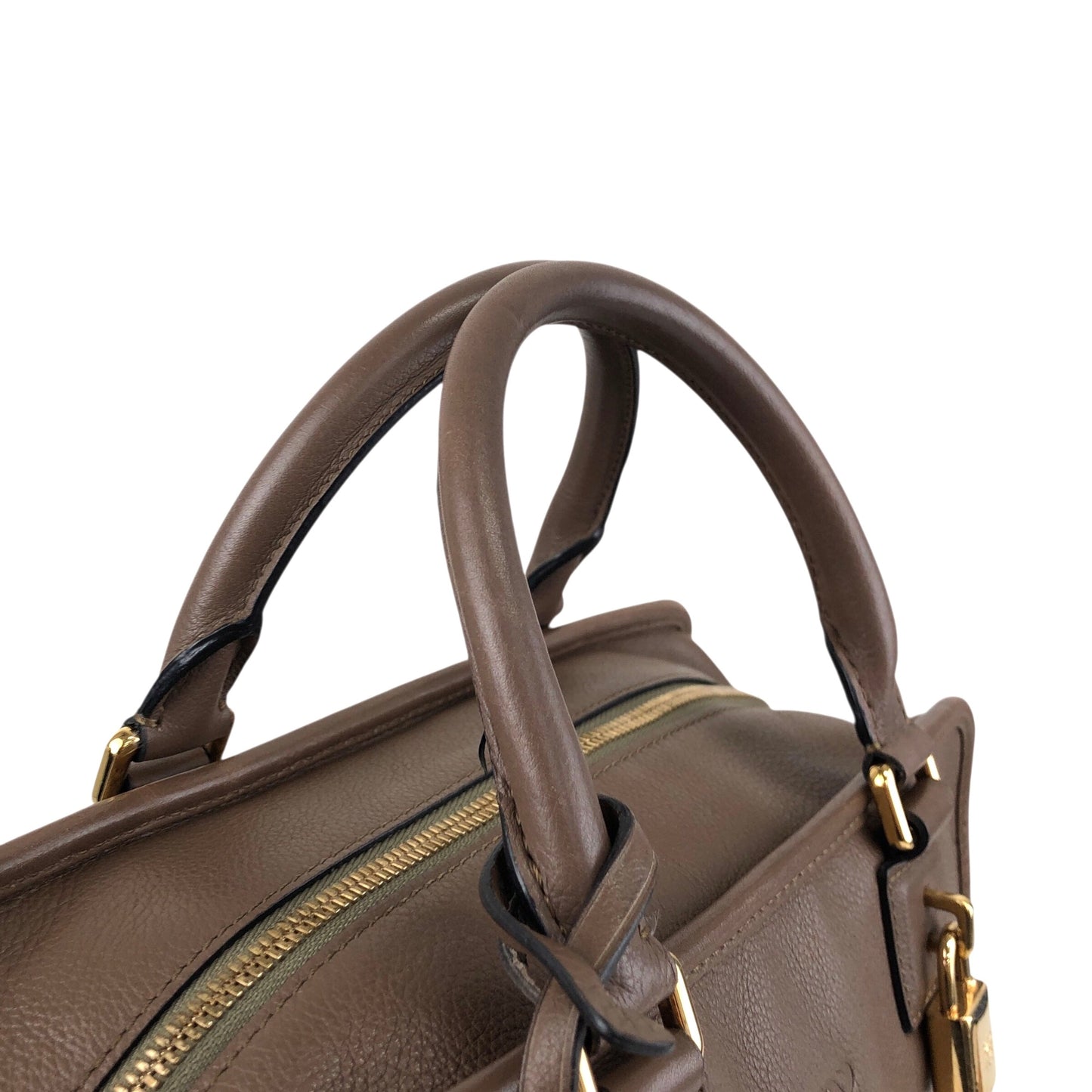 LOEWE Amazona28 Anagram Small Boston bag Handbag Beige Vintage euhpr8