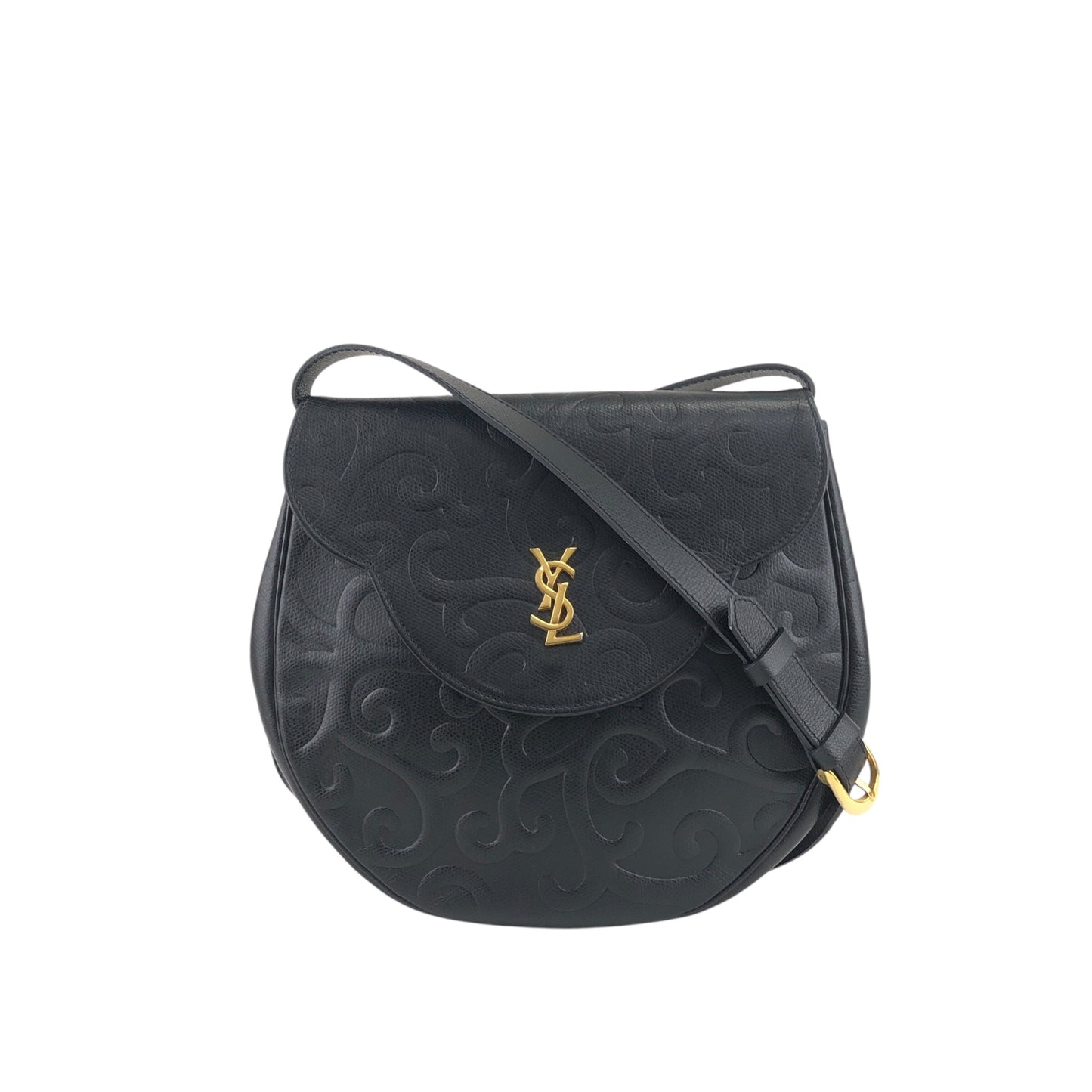 Yves Saint Laurent YSL Logo 單肩包 黑色 復古 cmeran