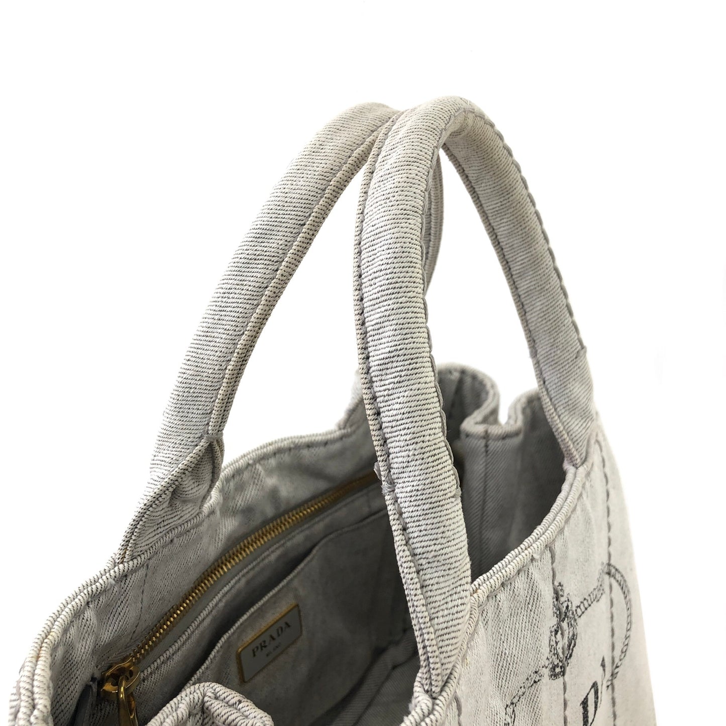 PRADA Canapa Canvas Totebag Shoulder bag Light Gray Vintage h4aifs