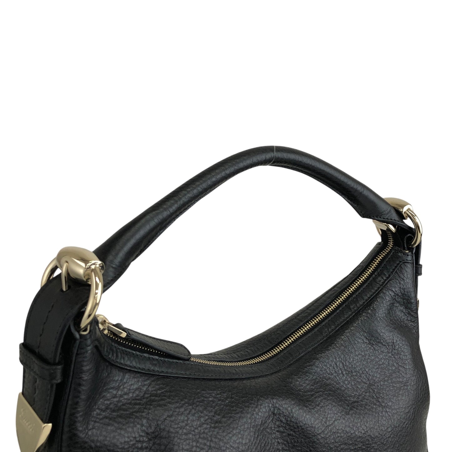 GUCCI Logo Shoulder bag Hobobag Black Vintage 7u7kf6