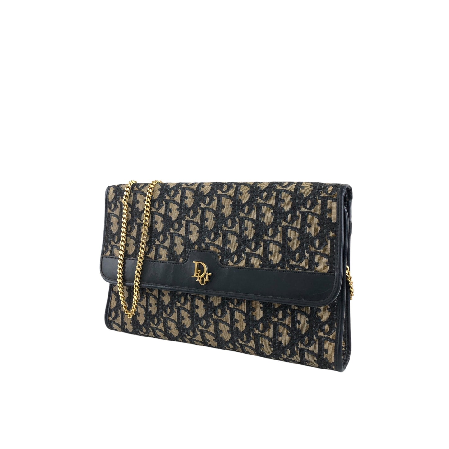 Christian Dior Trotter Chain Shoulder bag Navy Vintage xsjebd
