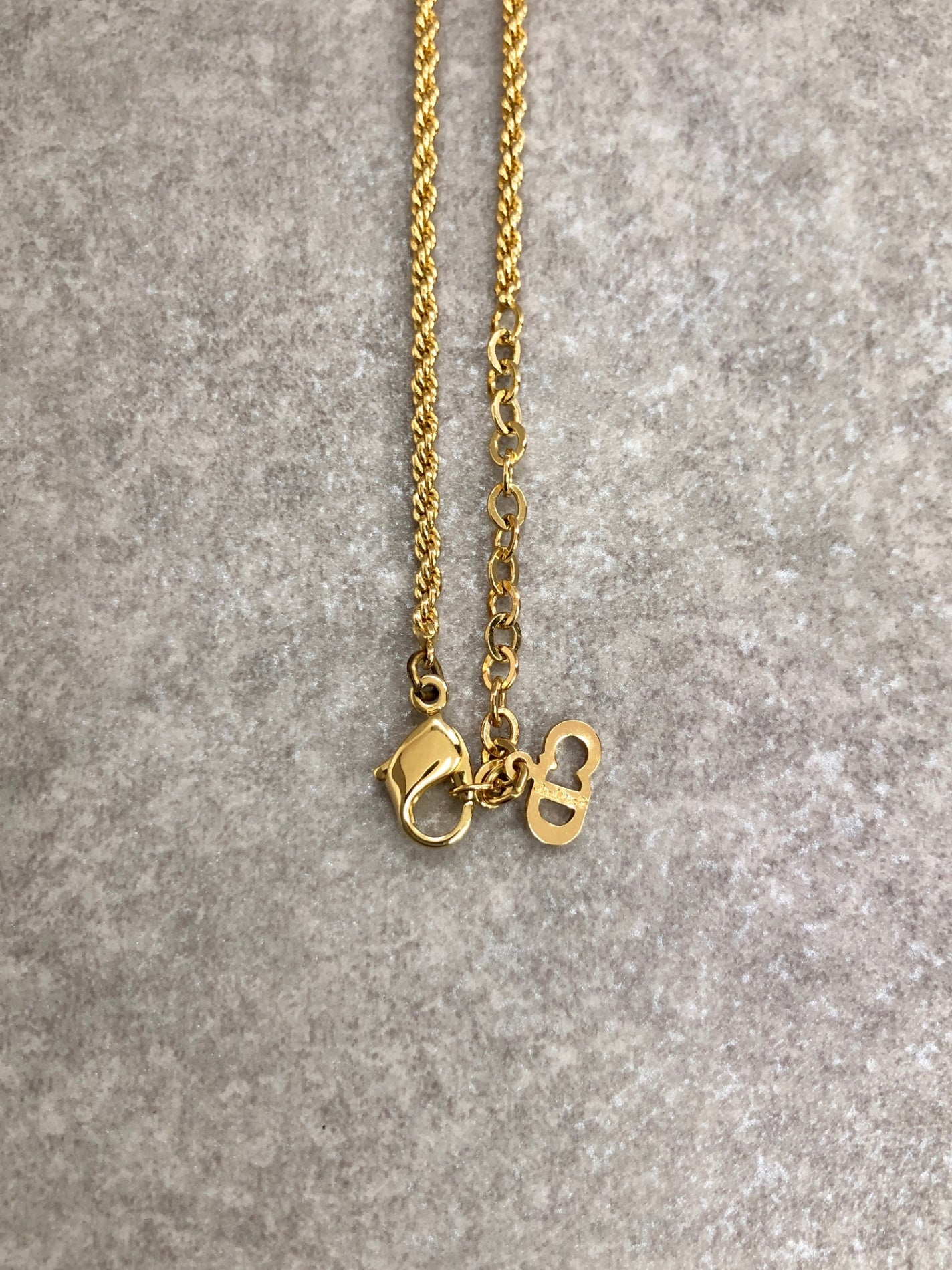 Christian Dior Emblem Rhinestone Necklace Gold Vintage vcjfee