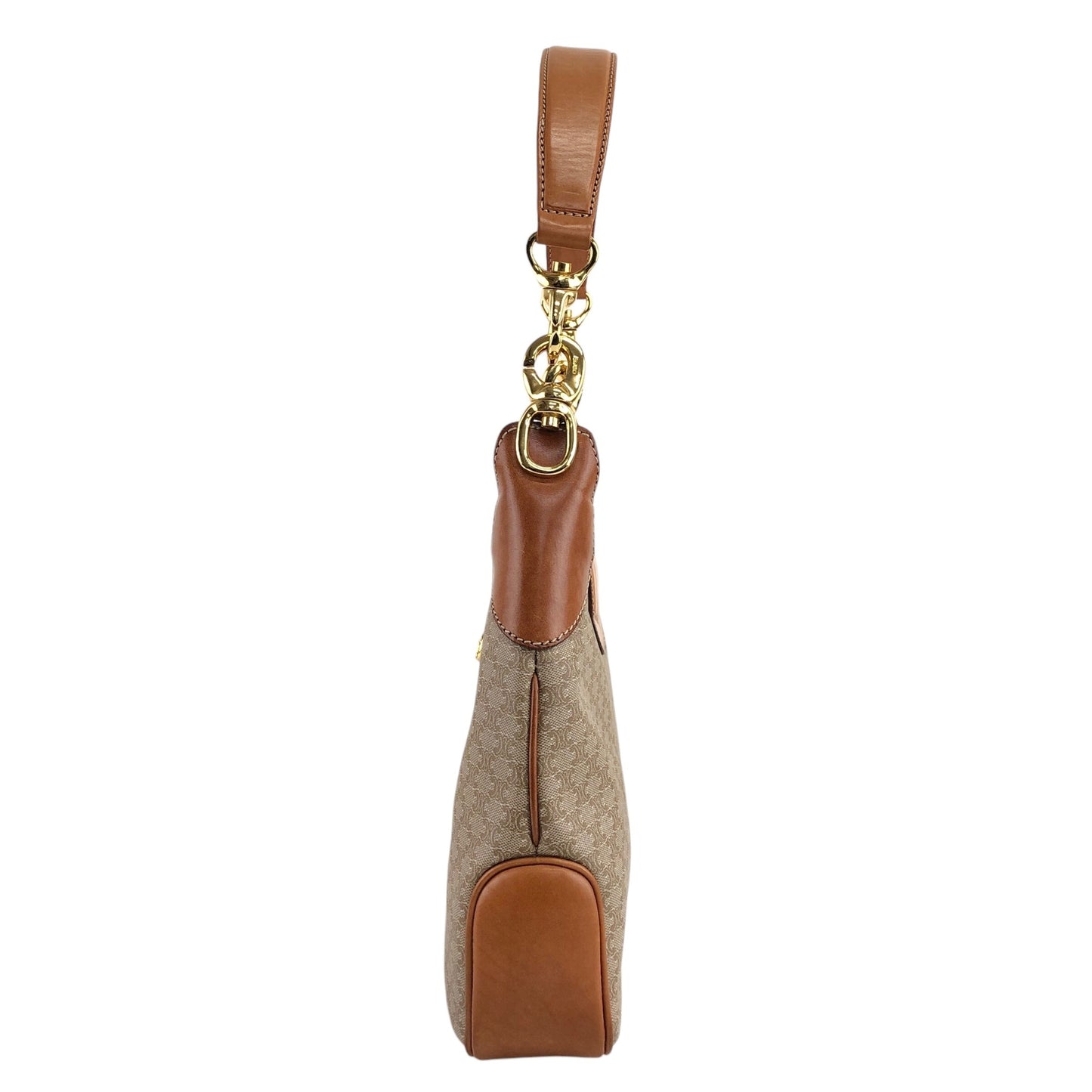 CELINE Macadam Blason Turn Lock Shoulder bag Hobobag Beige Vintage jniidp