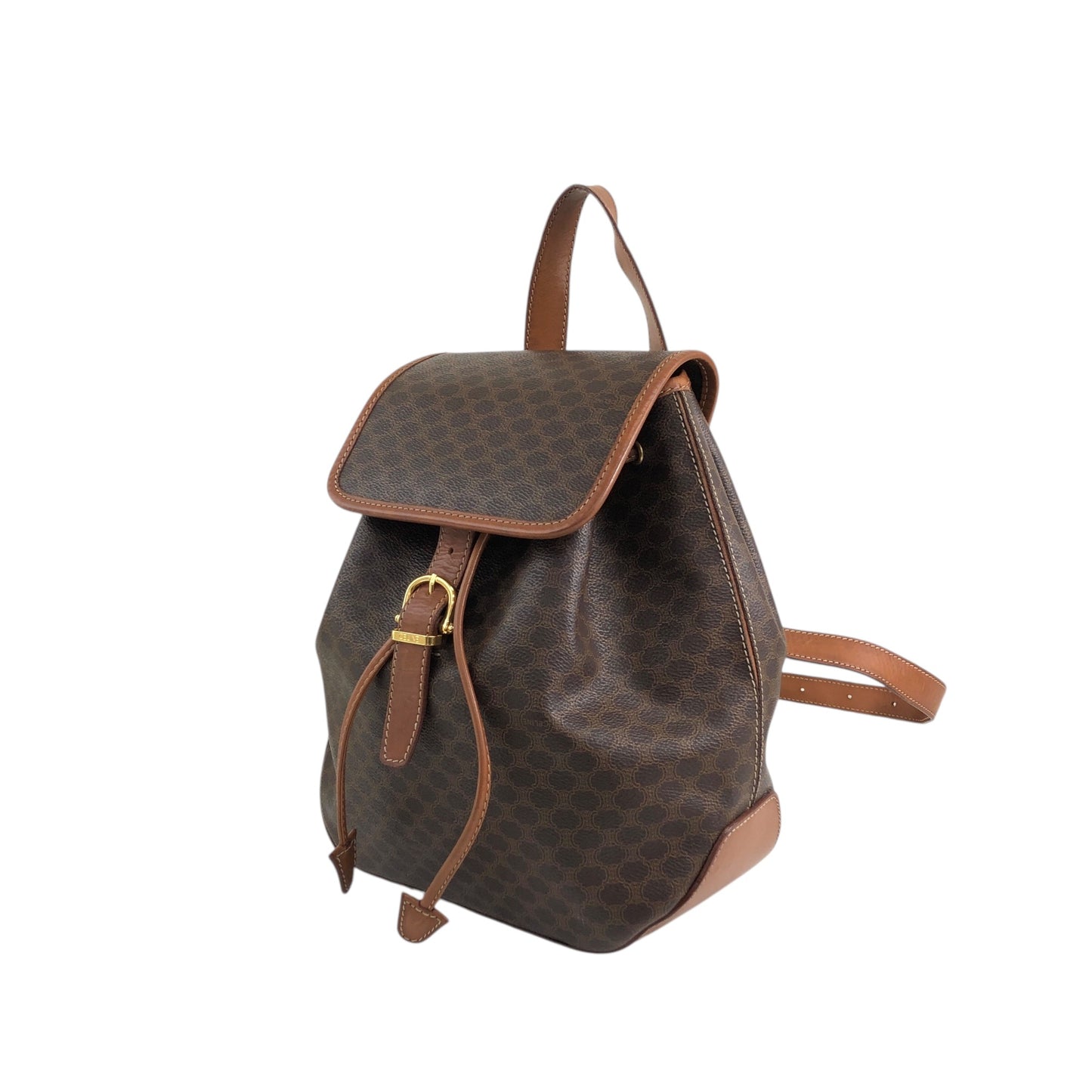 CELINE Macadam Front Buckle Backpack Brown Vintage 6yeab5