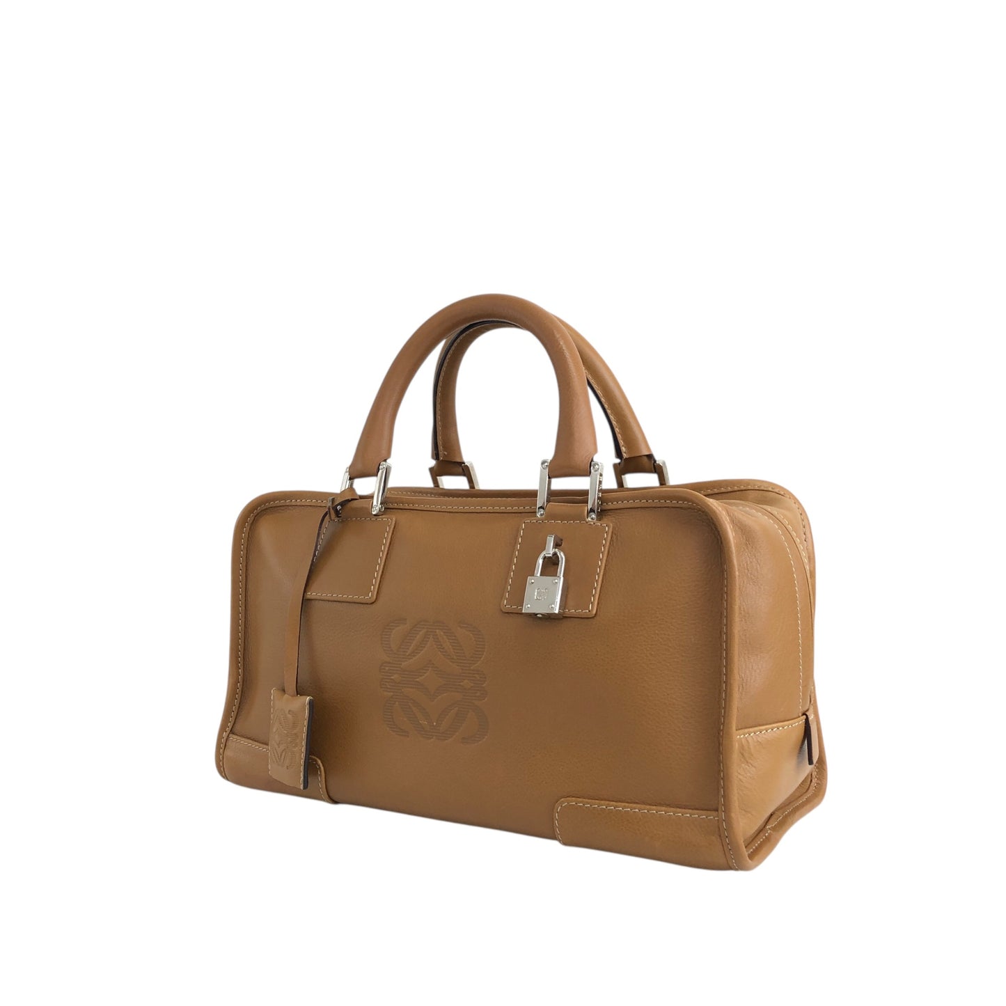 LOEWE Amazona28 Anagram Small Boston bag Handbag Brown Vintage gb6dbp
