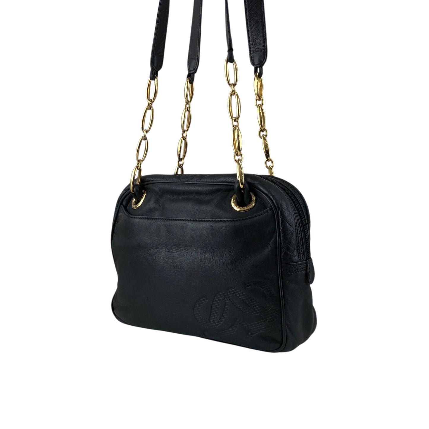 LOEWE Anagram Chain Handbag Shoulder bag Black Vintage nkgx4b