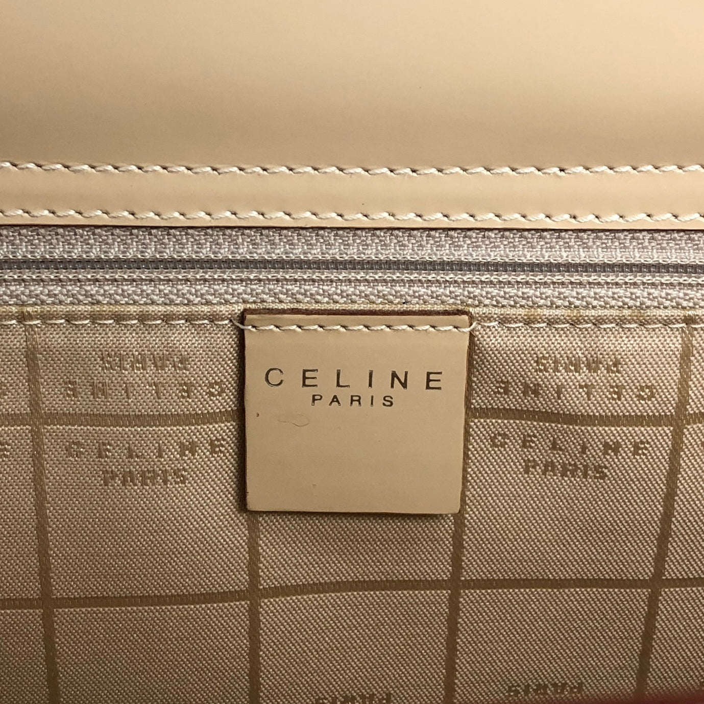 CELINE Logo Two-way Handbag Shoulder bag Beige Vintage nb66wk