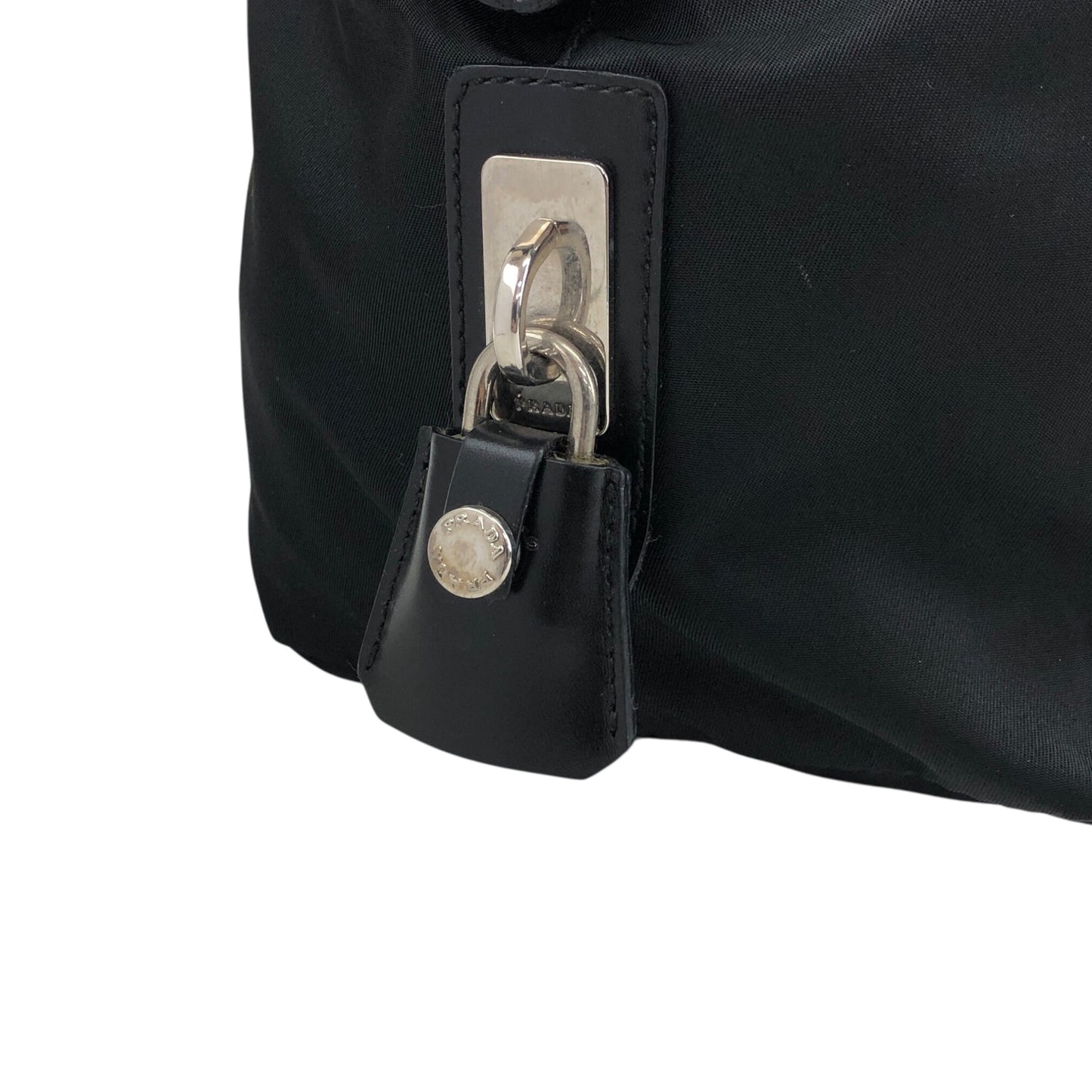 PRADA Tessuto Triangle Logo Small Boston bag Handbag Black Vintage kg2zxs