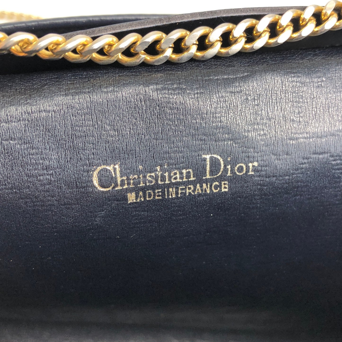 Christian Dior Trotter Chain Shoulder bag Navy Vintage r754bh