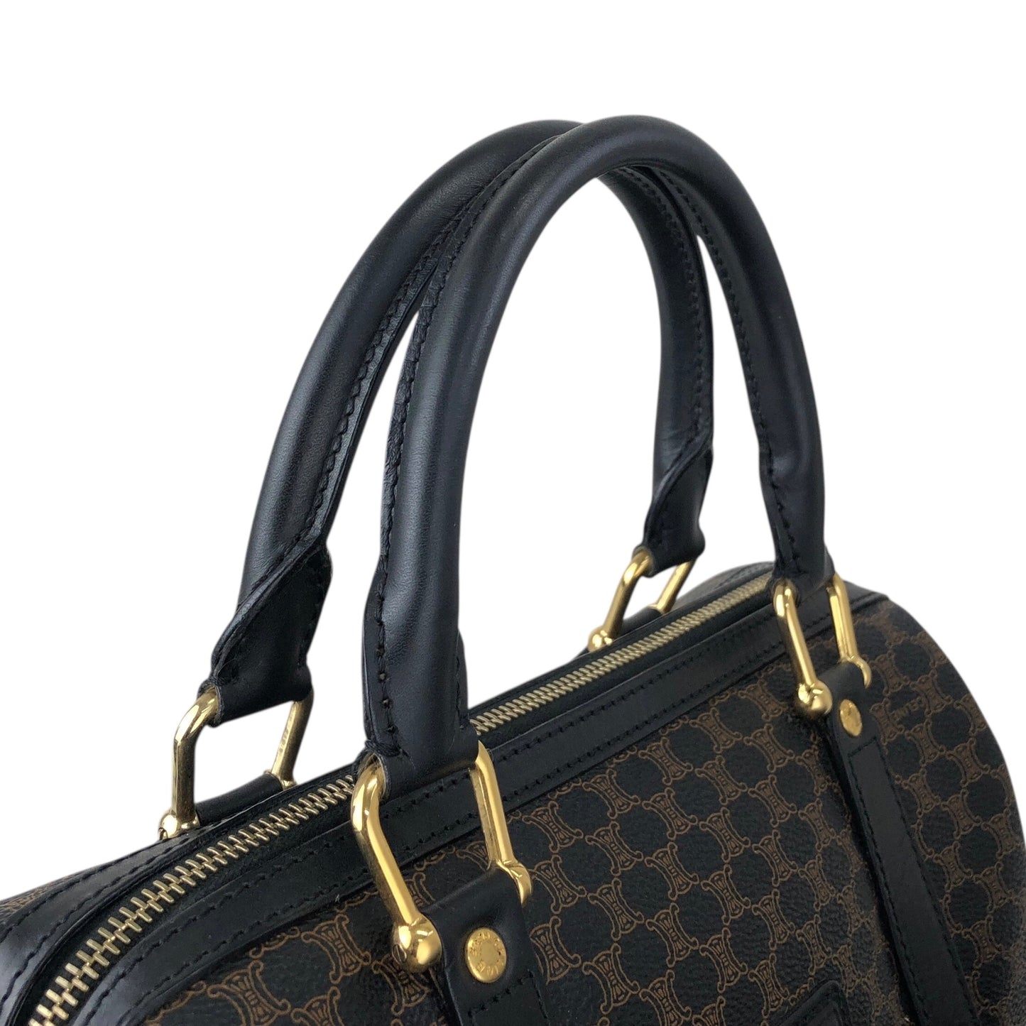 CELINE Macadam Blason Two-way Small Boston bag Shoulder bag Black Vintage 2urwut